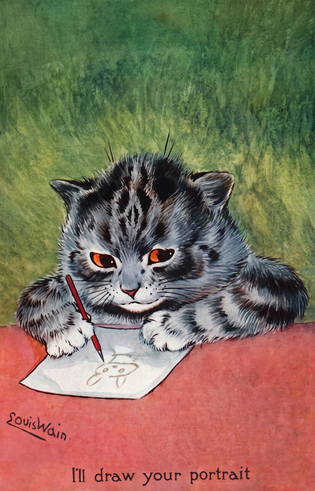 Louis William Wain: I\'ll draw your portrait Archival Quality Fine Art Print
