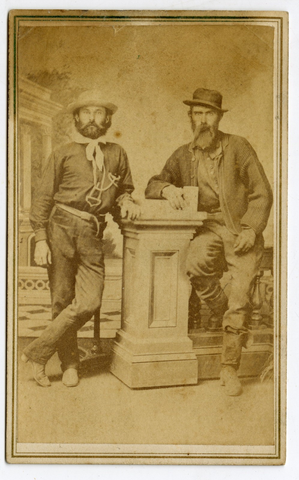 1860s Albumen CDV Photo Studio Portrait Of a Pair of Gold Miners, Sonora CA