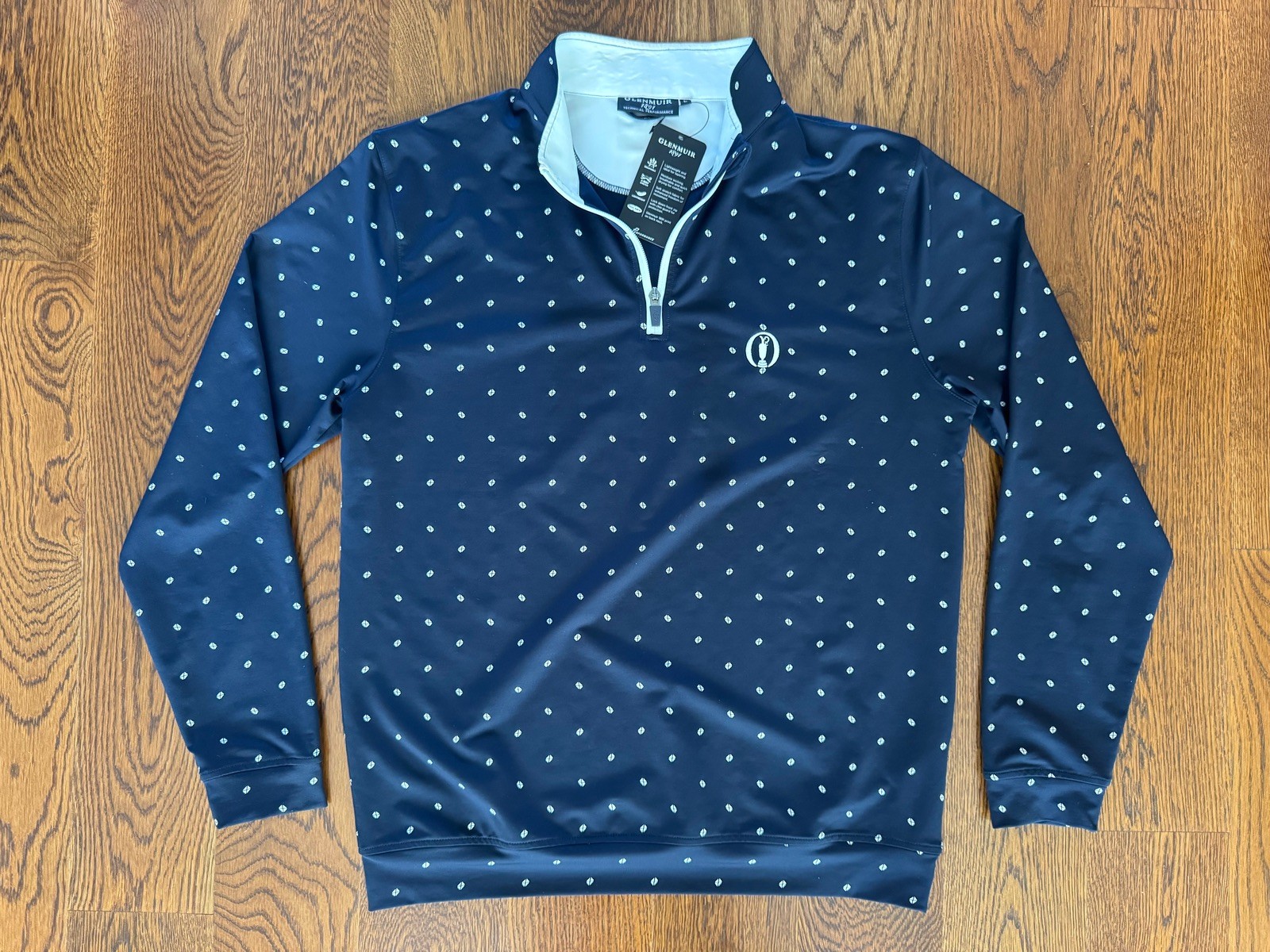 ST ANDREWS OPEN GOLF NAVY 1/4 ZIP SWEATER TOP MIDLAYER SCOTLAND LARGE/L GLENMUIR