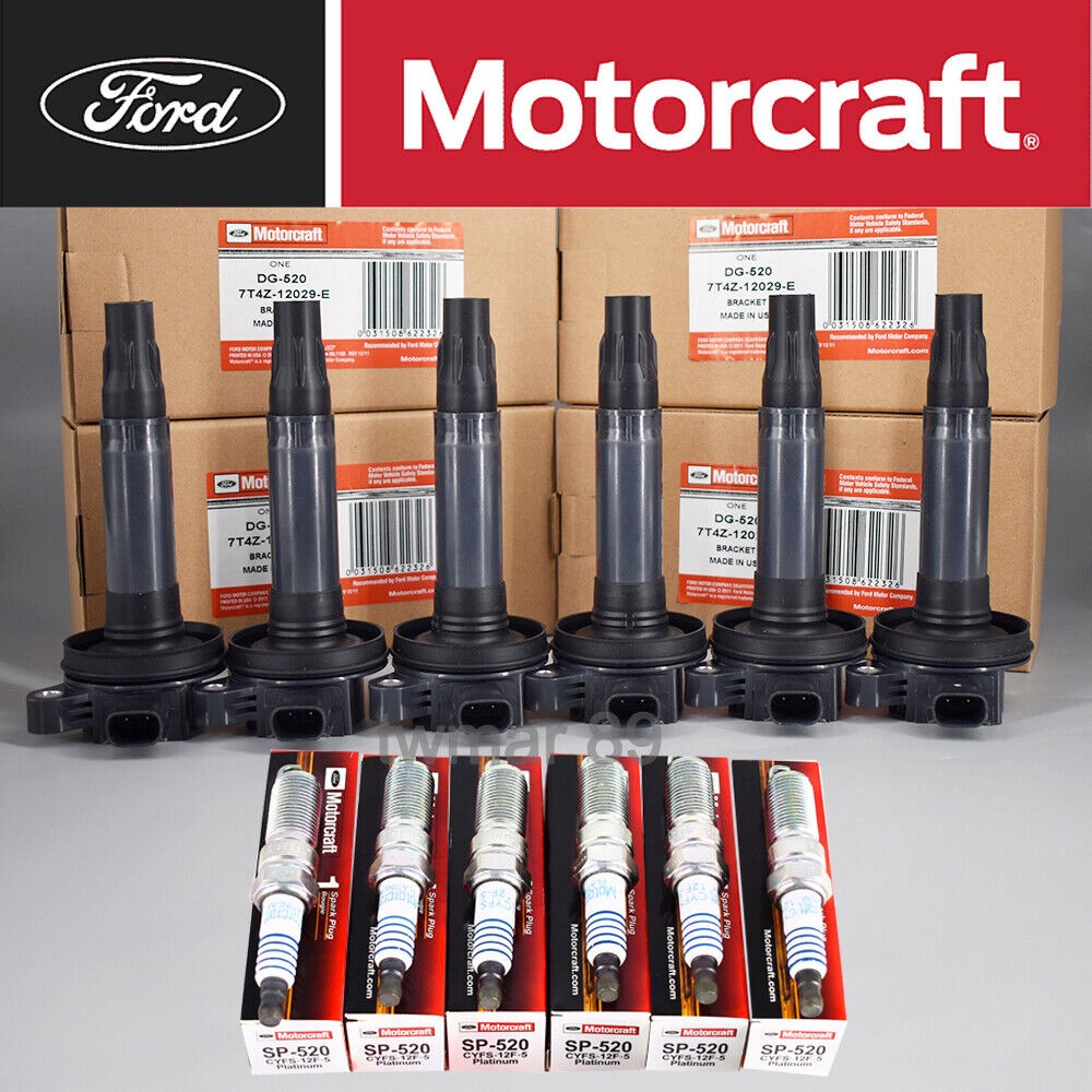 OEM 6PC Ignition Coil DG520 $ 6PCS Spark Plug SP520 For. 2010-14 Edge 3.7L UF553