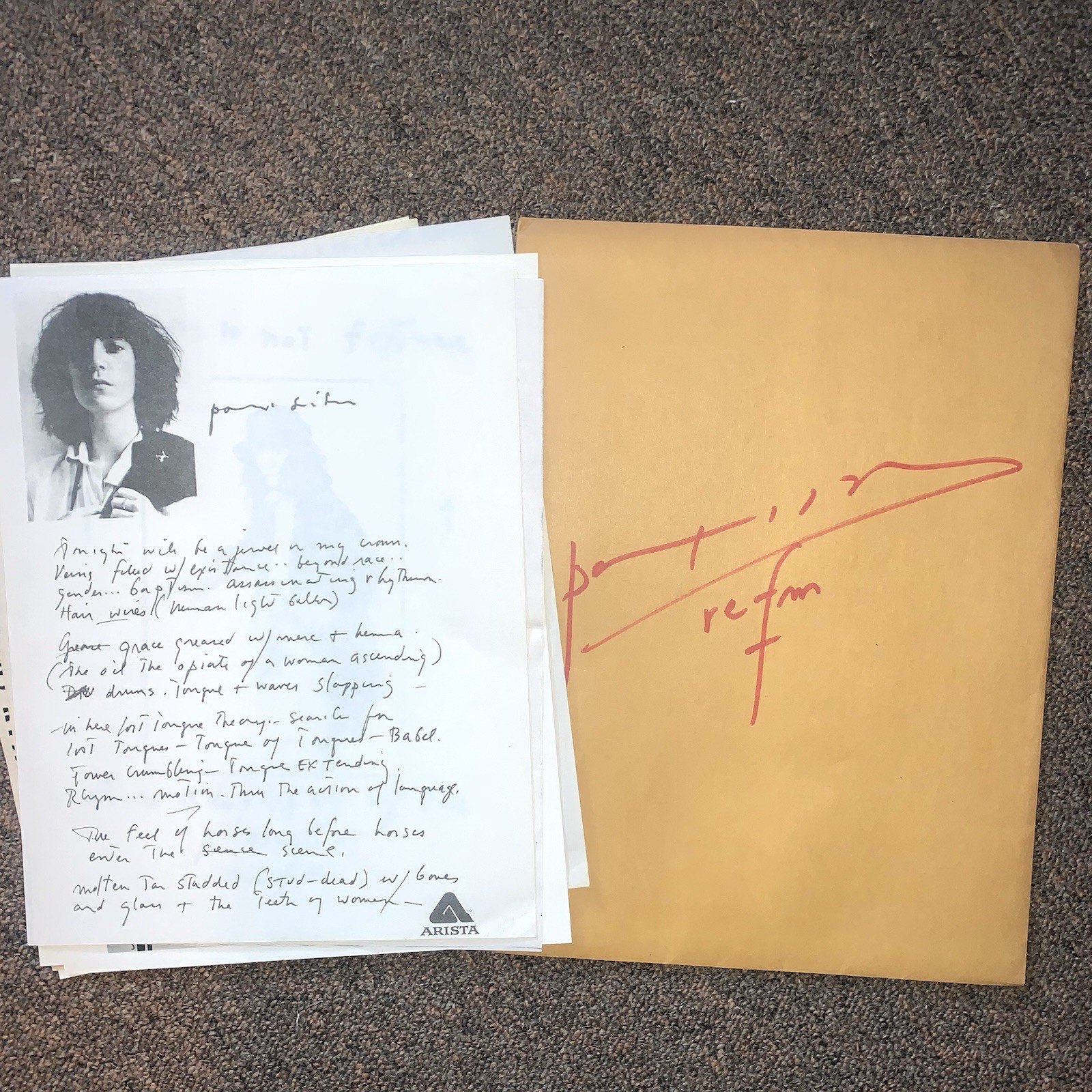 PATTI SMITH GROUP *SIGNED*  1978 Press Kit  Rare