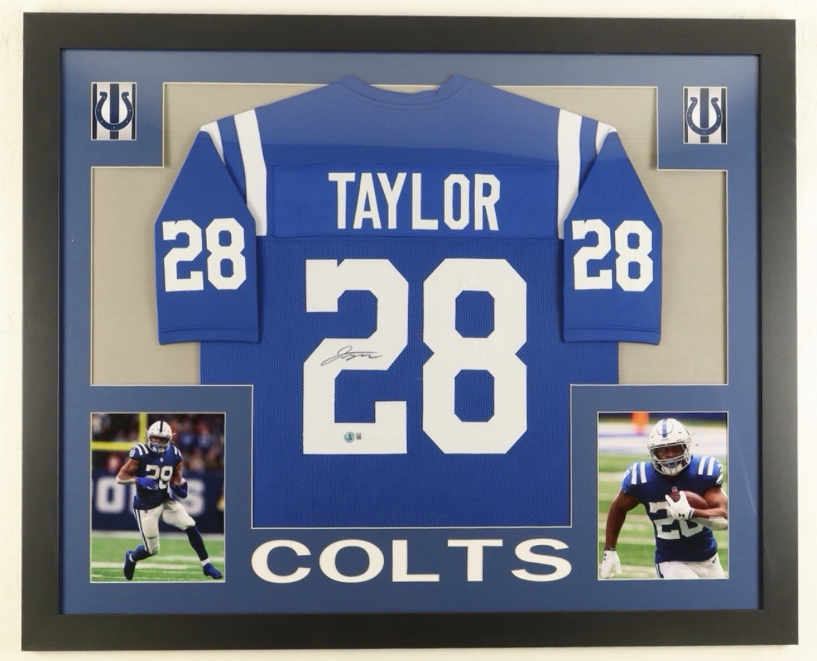Jonathan Taylor Signed Custom Indianapolis Colts Framed Jersey Display (Beckett)