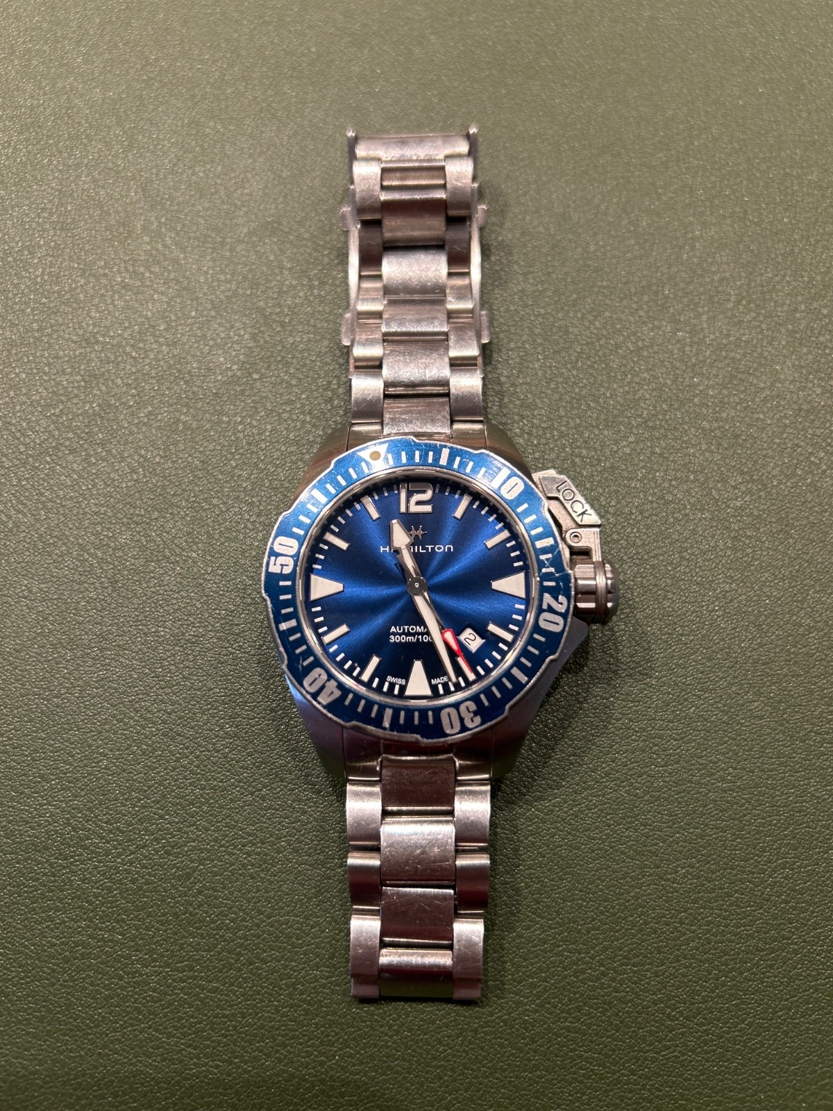 Hamilton Khaki Navy Blue Men's Watch with Silver Stainless steel Band -...