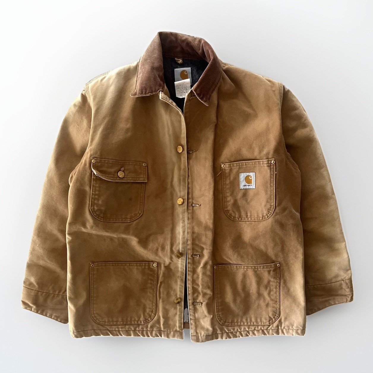 Vintage Carhartt C01 Duck Chore Coat Blanket Lined Brown Size 42 Large