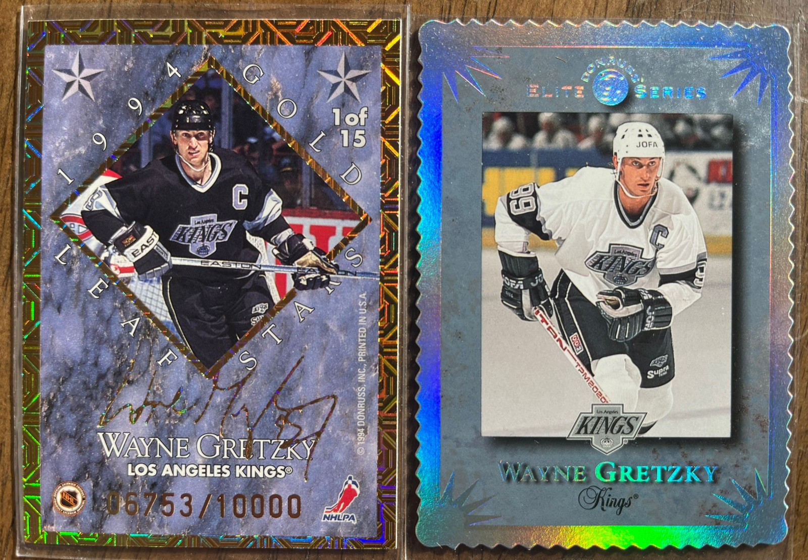 1994 Donruss Elite series , Gold Leaf Stars Wayne Gretzky inserts /10000