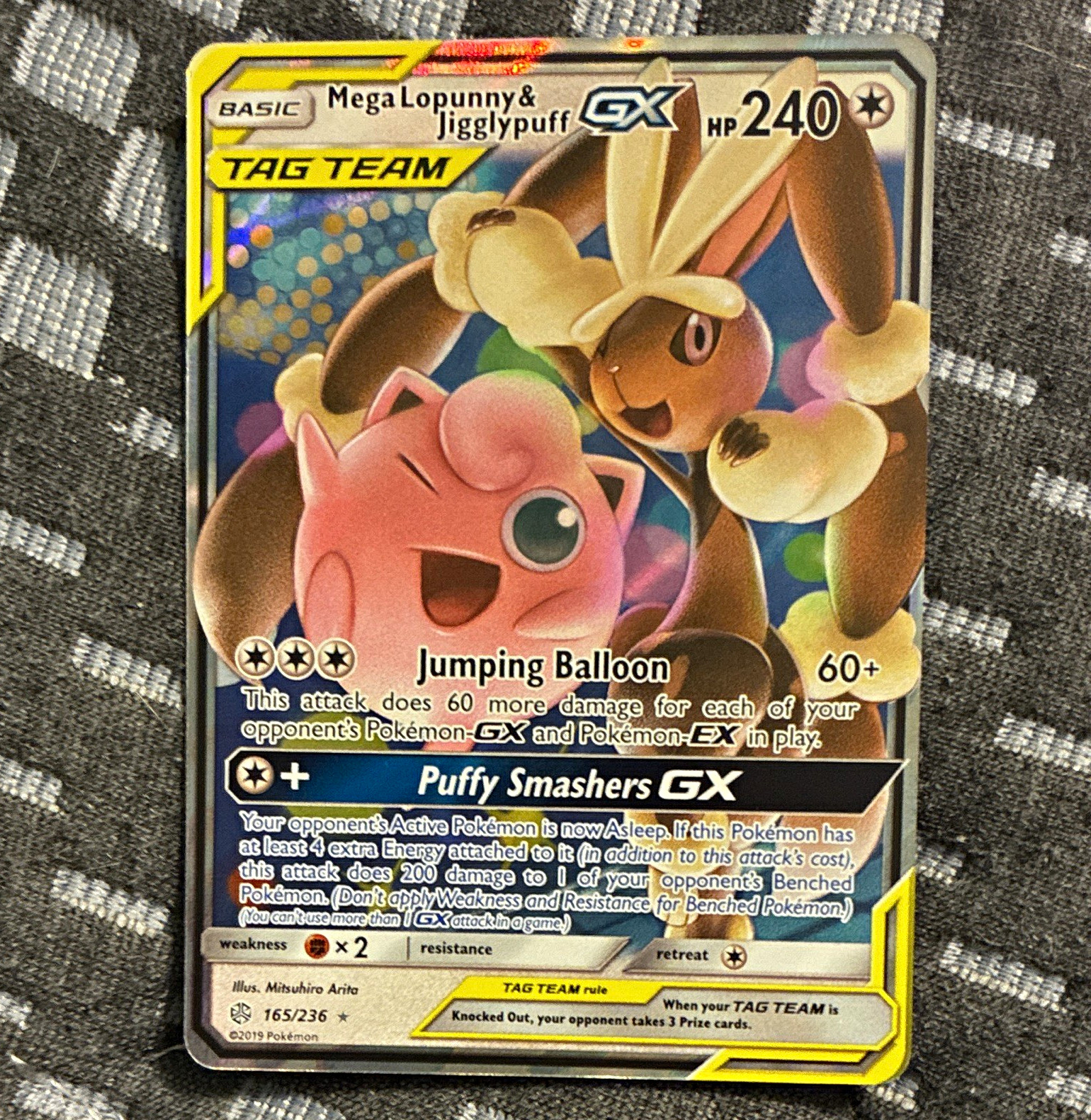 Pokemon TCG Mega Lopunny & Jigglypuff GX 165/236 Cosmic Eclipse Holo 2019