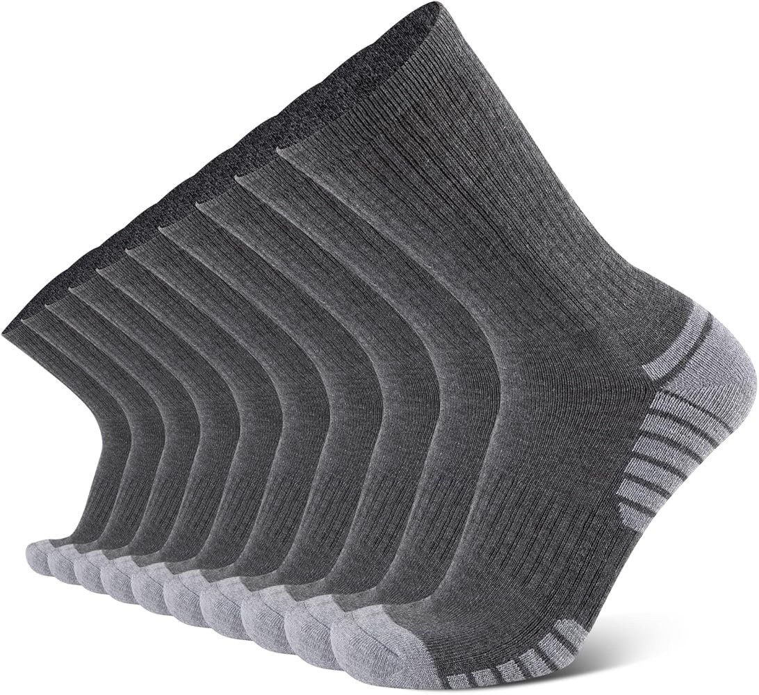 8 Pairs Mens Cushioned Crew Socks Athletic Moisture Wicking 8 Pack Work Socks