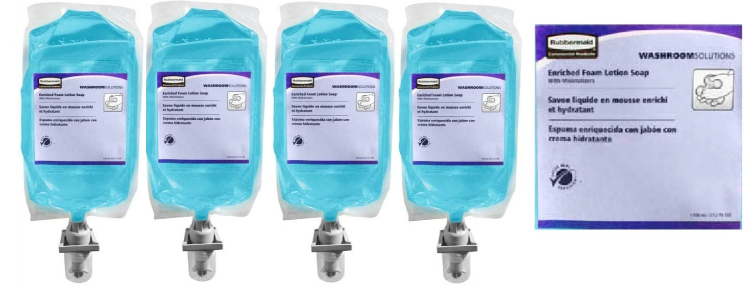 4 Rubbermaid Commercial FG750112, 1100 mL Enriched Foam Hand Soap w/ Moisturizer