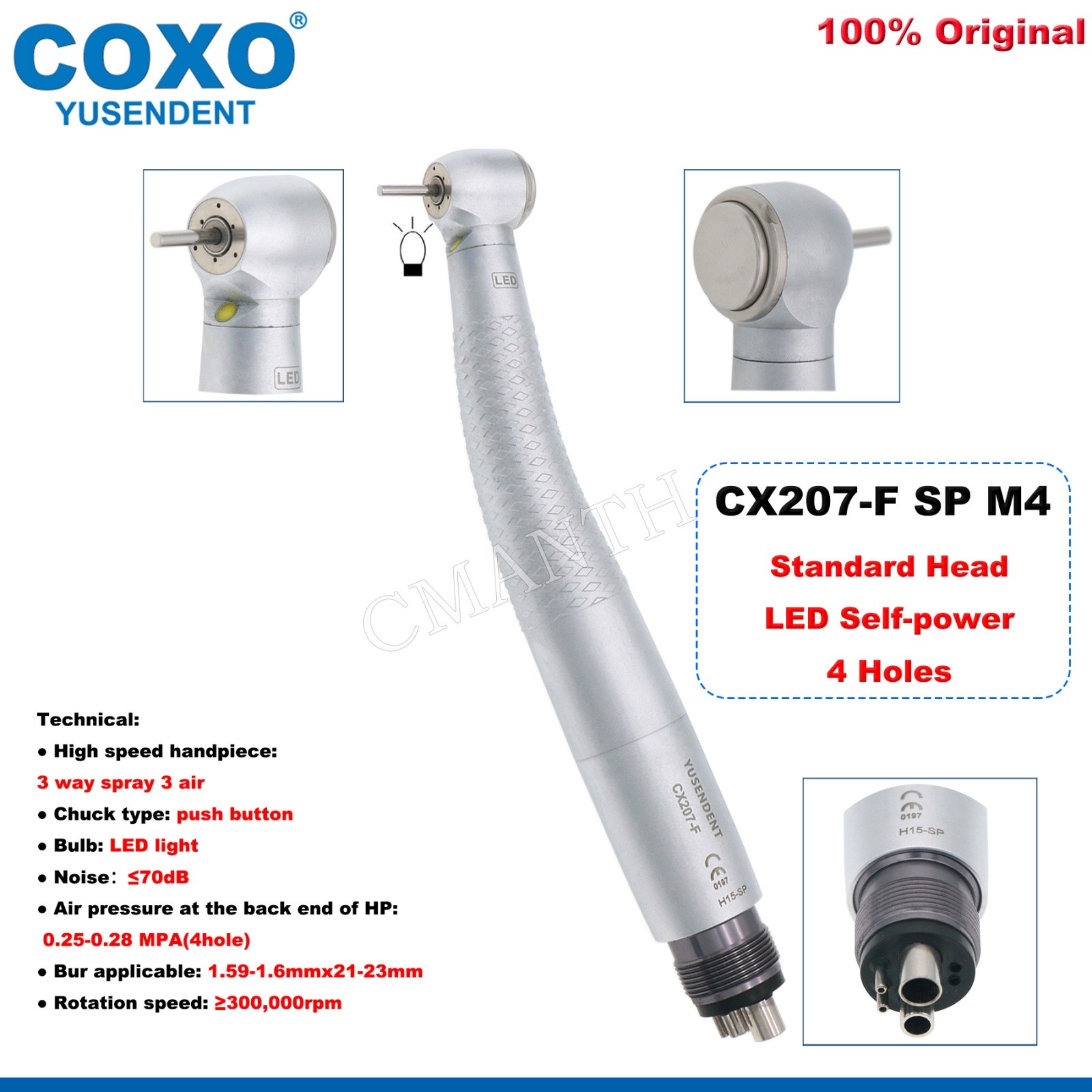 US COXO CX207-F H15 SP Dental LED High Speed Handpiece Self-power  2/4 Holes