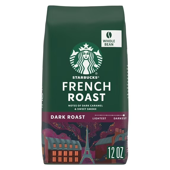 Starbucks Whole Coffee Beans, Dark Roast Hot or Iced Coffee, French Roast, 12 oz