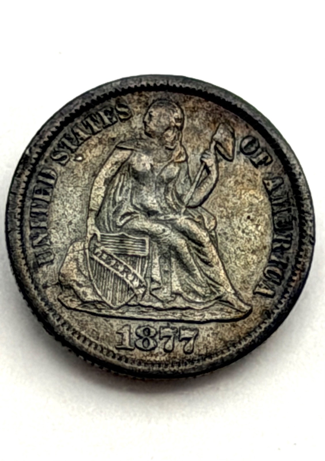 1877-CC Seated Liberty Dime VF/XF Details Cleaned Carson City Coin