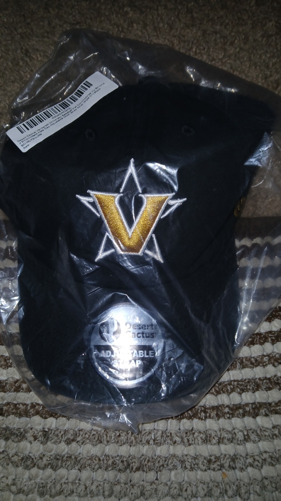 NCAA- VANDERBILT UNIVERSITY -ADJUSTABLE- HAT-NEW-BLACK-EMBROIDERED