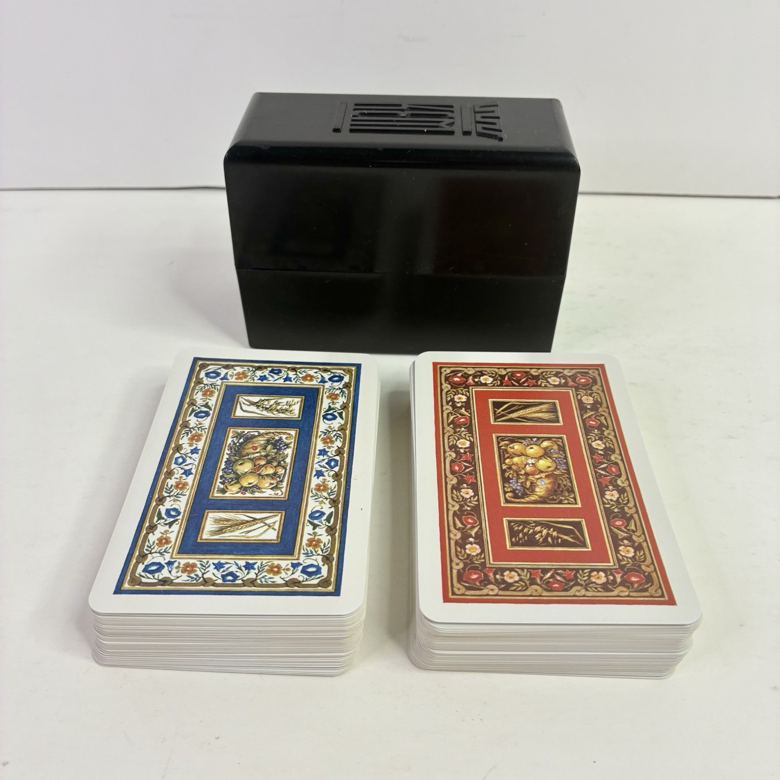 Vintage KEM Harvest Double Deck Plastic Playing Cards W/Case No Jokers *READ*