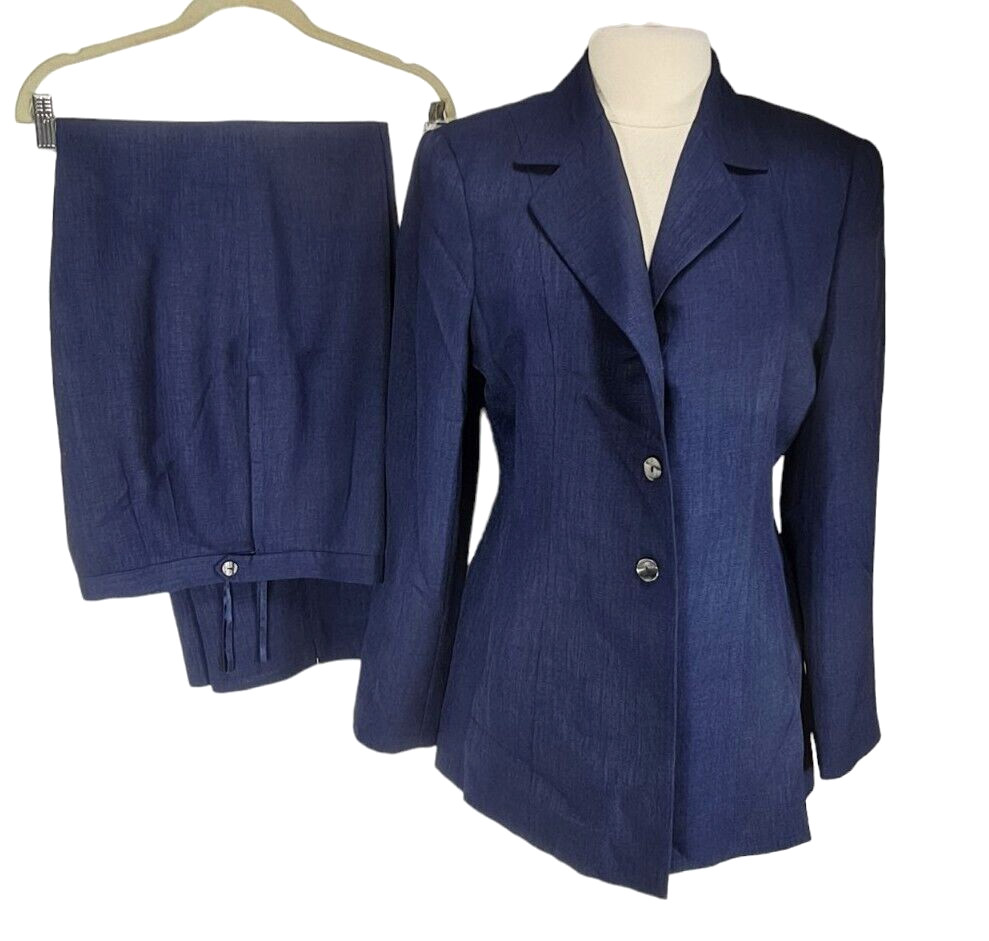 M.T MORGAN TAYLOR Studio Womens Pantsuit Size 12 Blue Straight Leg Pant 104P M.T MORGAN TAYLOR Studio Womens Pantsuit Size 12 Blue Straight Leg Pant 104P