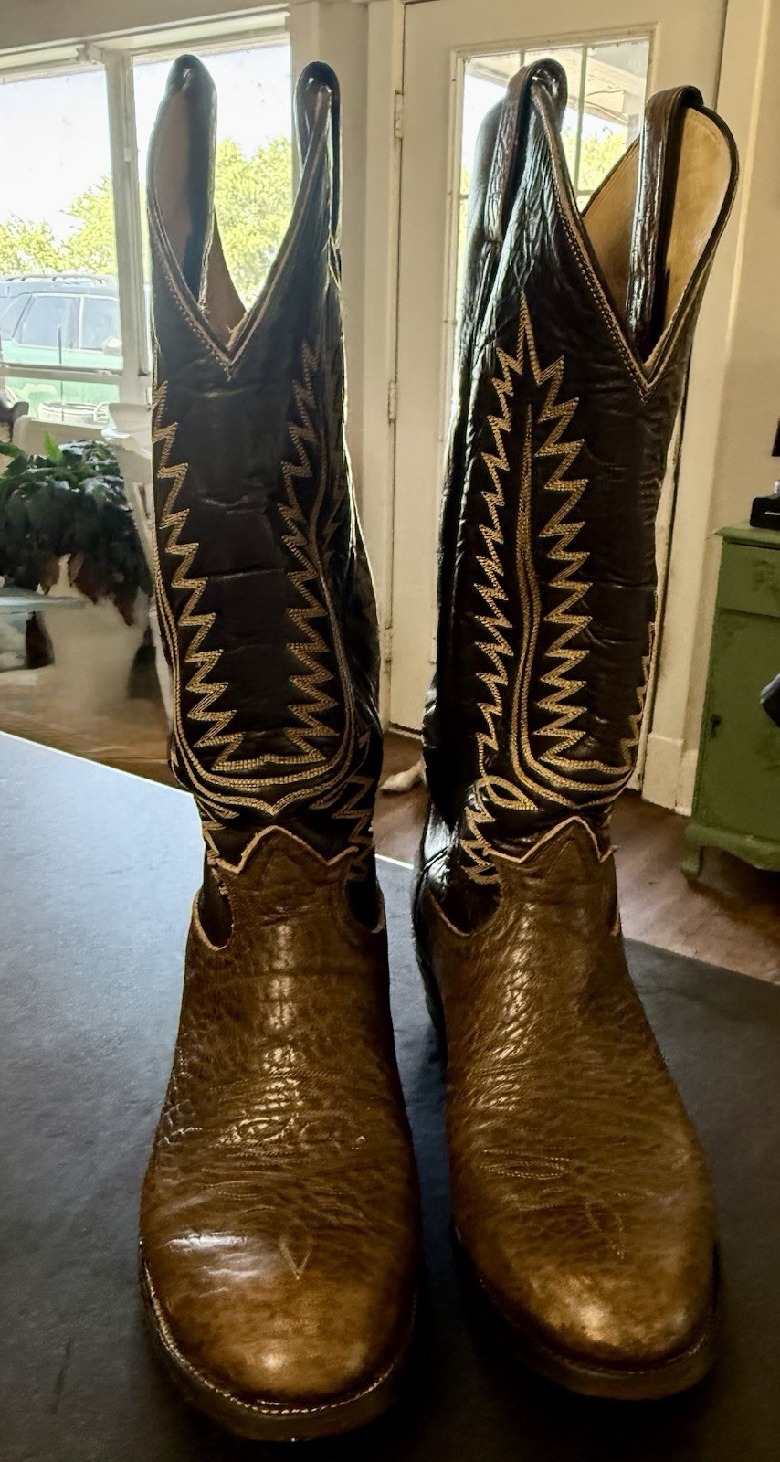 Tony Lama 6442 Krauss Brown Leather Cowboy Western Mens Boots Size 8.5 D VTG