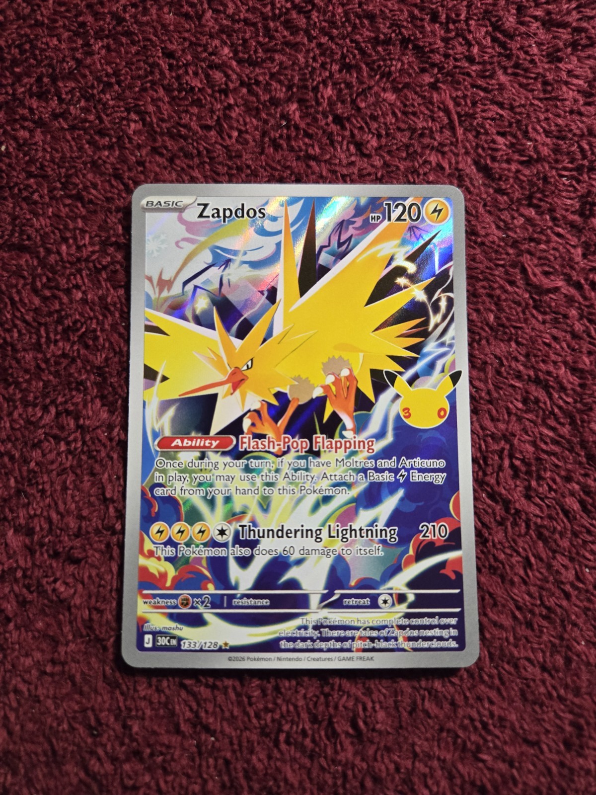 Zapdos 133/128 Illustration Rare 30th Celebration