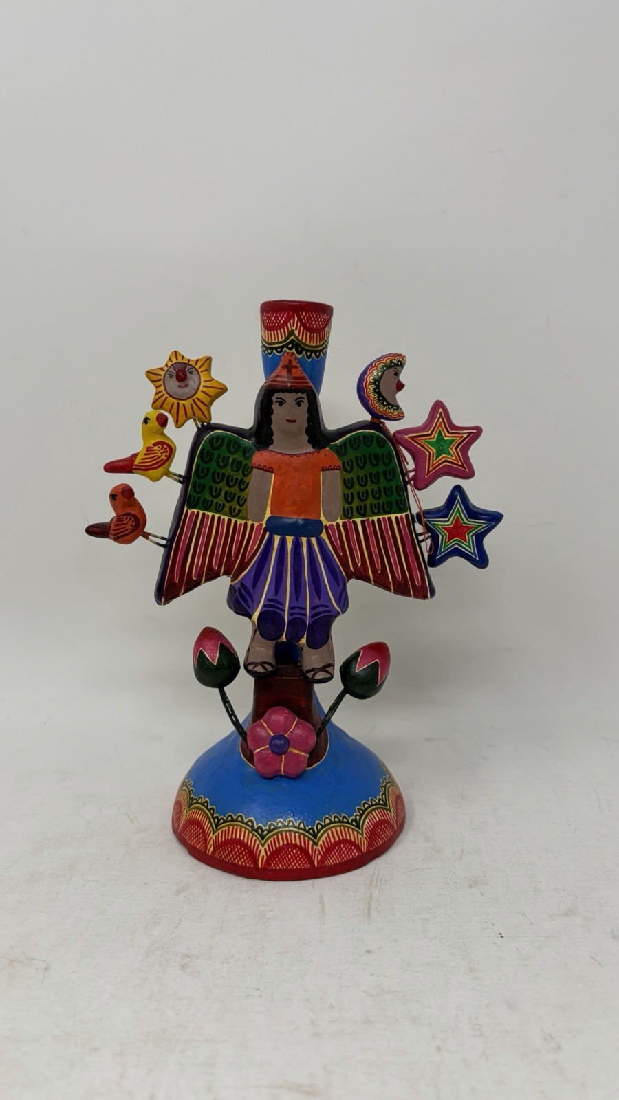 Vintage Mexican Folk Art Tree Of Life Candle Holder Pottery Ceramics Collectible Vintage Mexican Folk Art Tree Of Life Candle Holder Pottery Ceramics Collectible