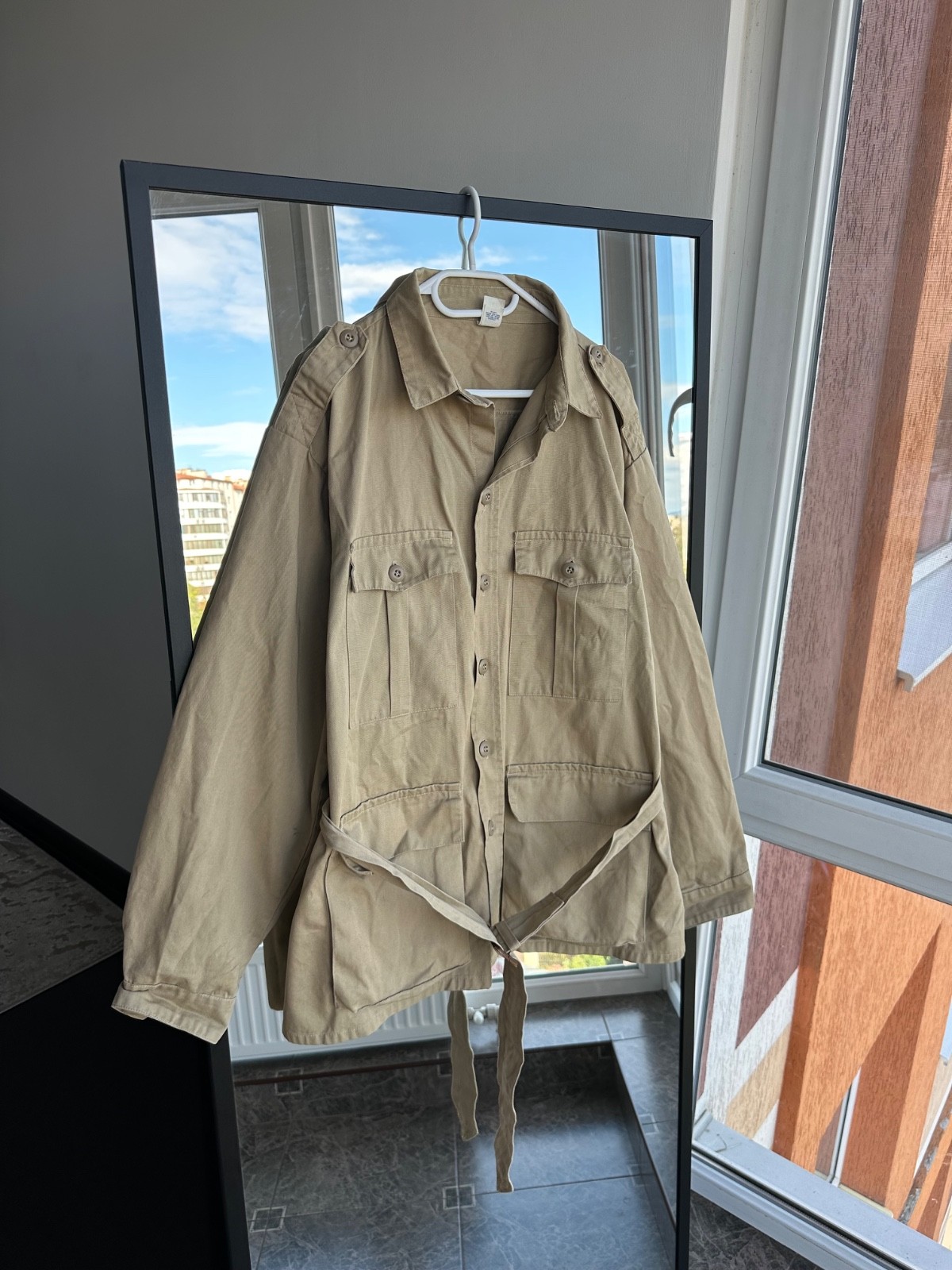 Vintage USA Army Military Belted Jacket 1960s Sz XL 