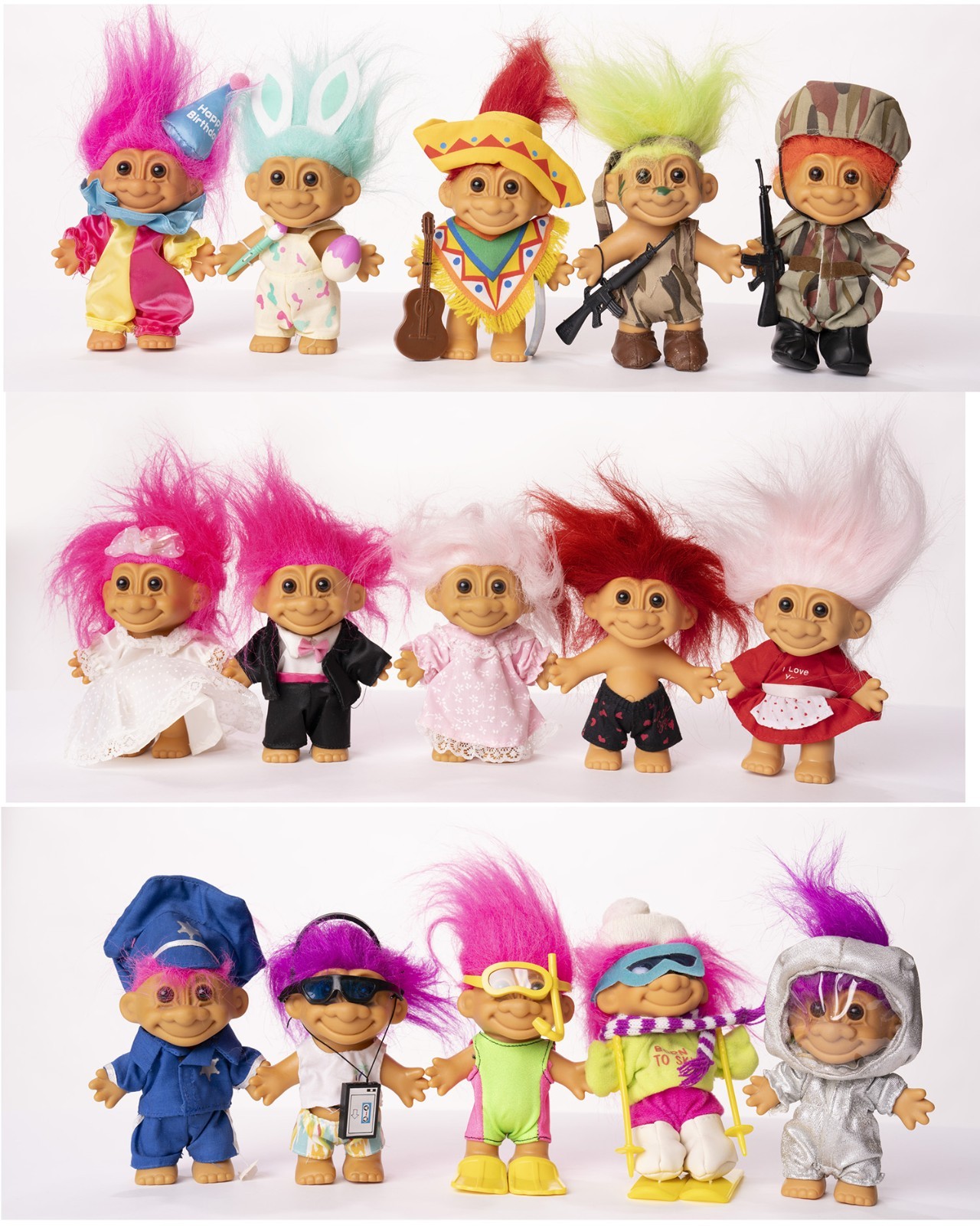 Russ Vintage Troll Dolls from the 80's & 90's - 30 items - 2 in to 9.5 in size