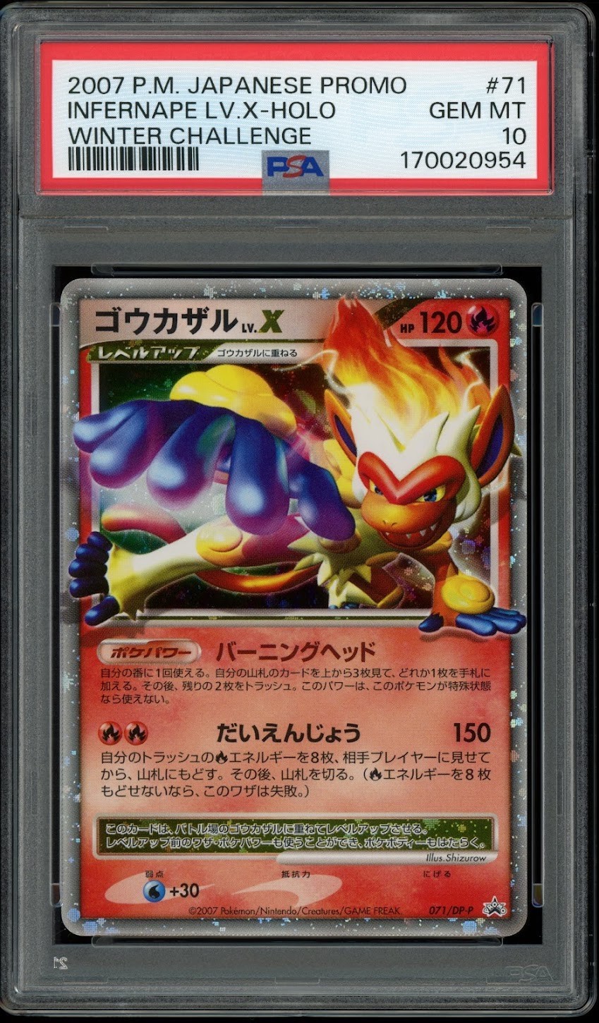 PSA 10 Infernape Lv. X 071/DP-P Japanese Winter Challenge Promo 2007 Holo Rare