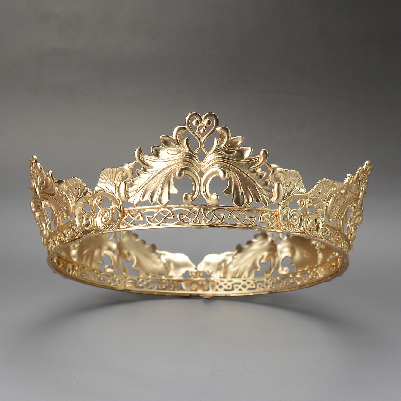 5.4cm Tall Men\'s Vintage Royal King Drama Wedding Gold Metal Tiara Crown For Men