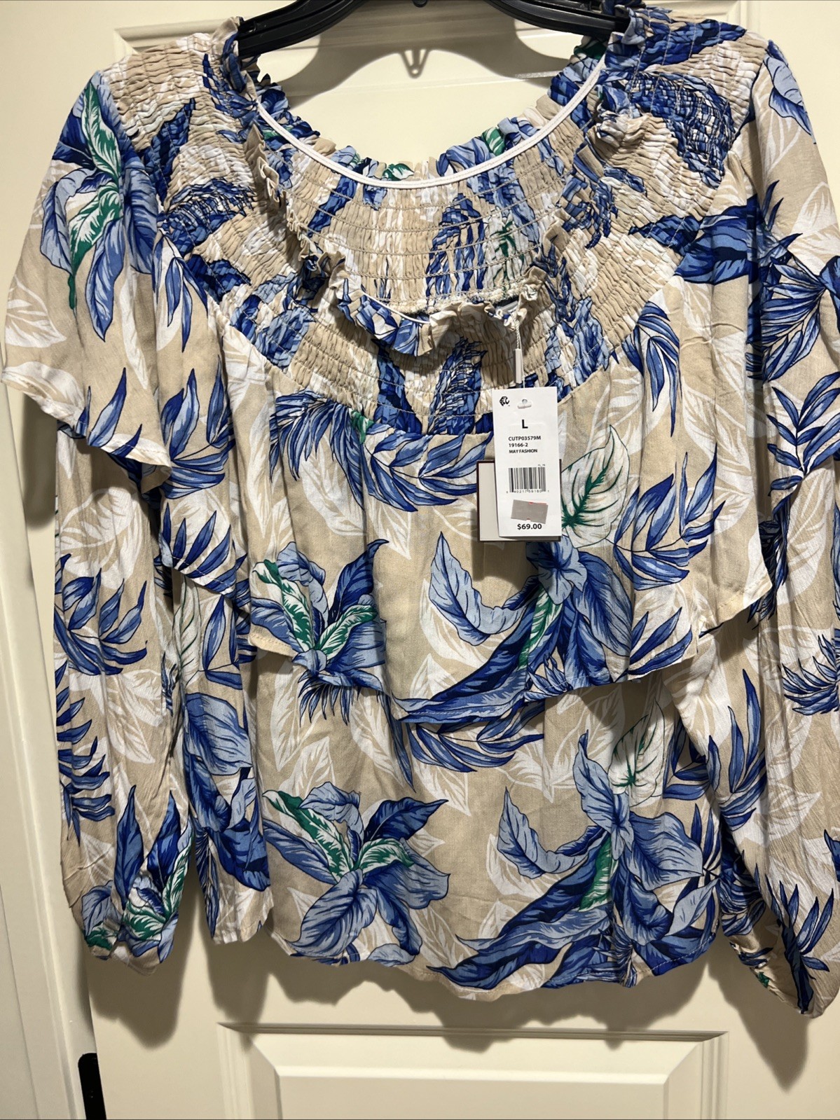 Cupio Women\'s Floral Blouse Size Large Long Sleeve