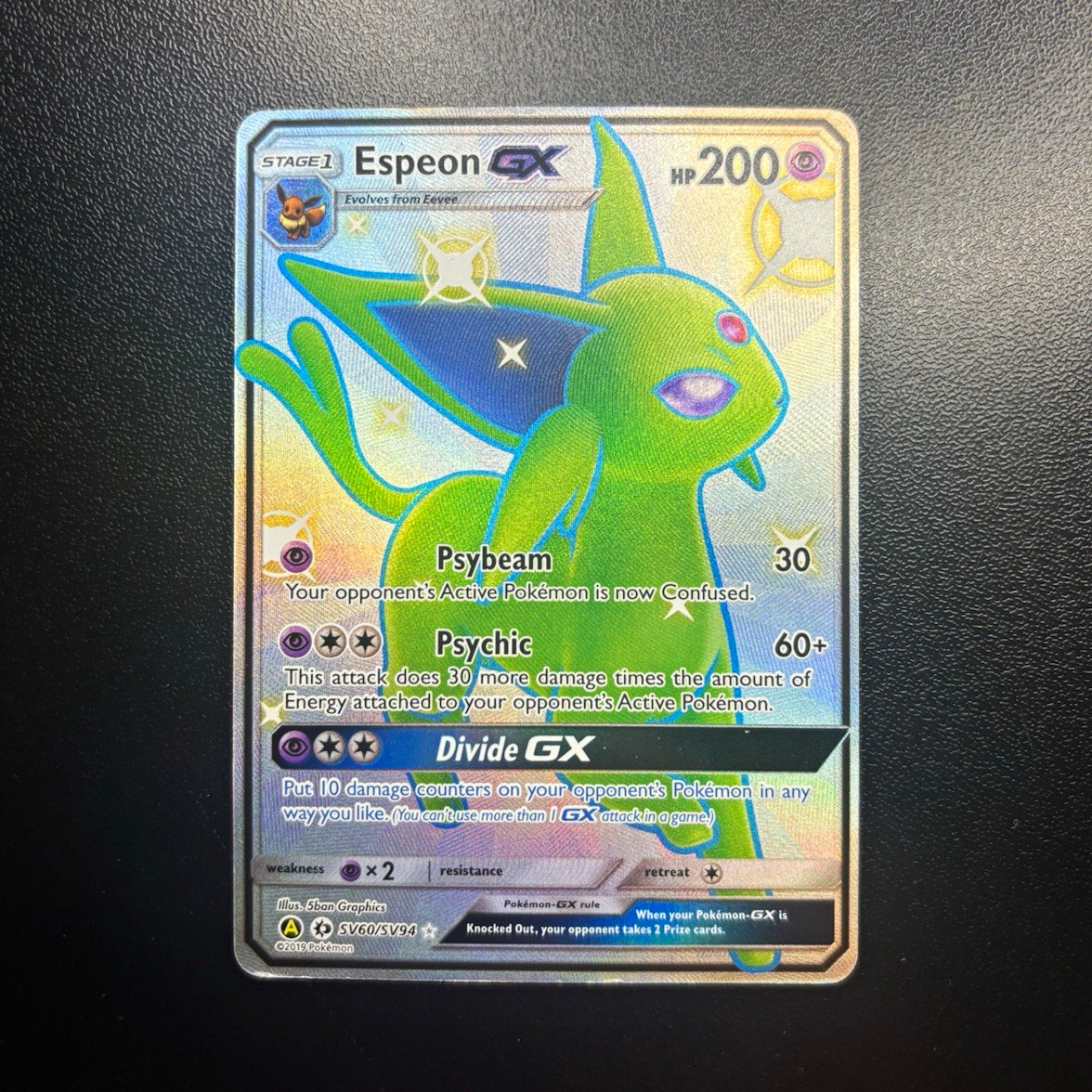 The Pokémon Company Espeon GX SV60/SV94 Hidden Fates Shiny Holo Full Art The Pokémon Company Espeon GX SV60/SV94 Hidden Fates Shiny Holo Full Art
