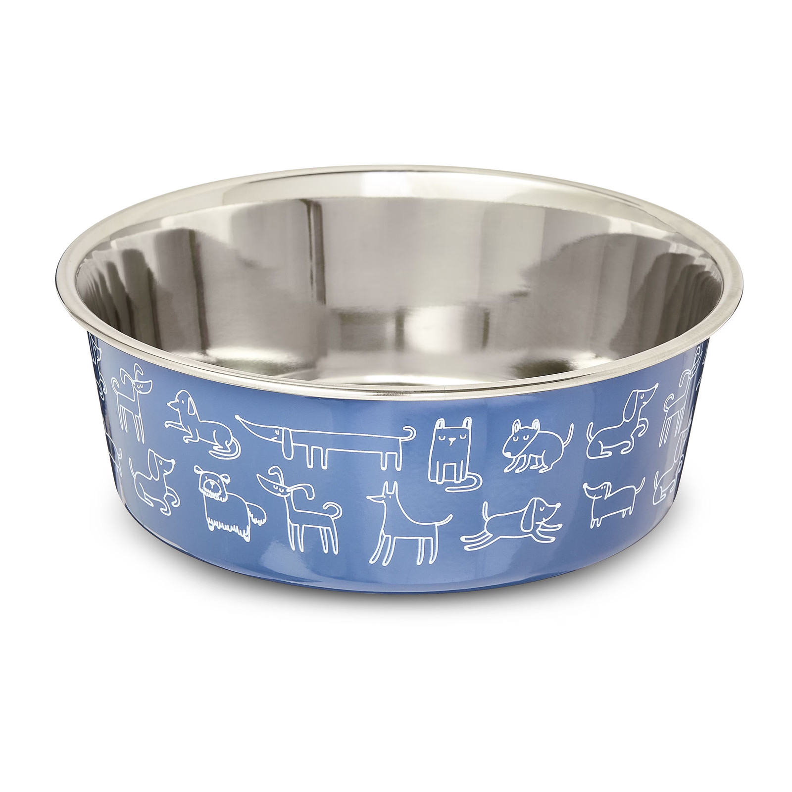 Vibrant Life Large 7.5-Cup Stainless Steel Dog Printed Pet Bowl, Navy