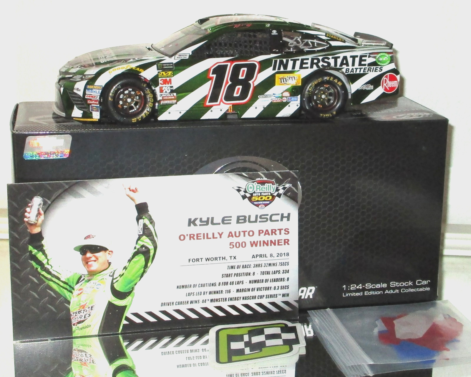 2018 KYLE BUSCH #18 INTERSTATE BATTERIES TEXAS WIN COLOR CHROME ELITE CAR#20/24