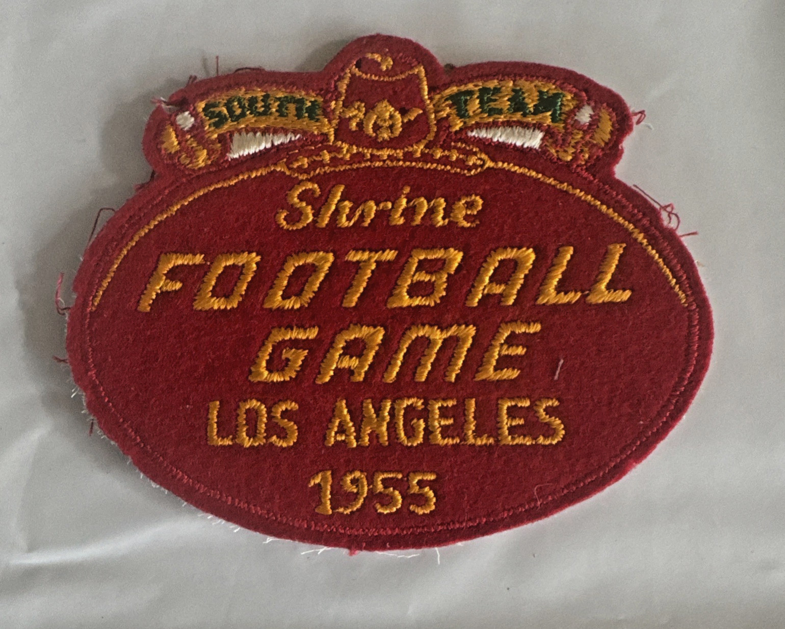 Vintage 1955 Shrine Football Game Patch Lettermans Jacket LA Coliseum South Team