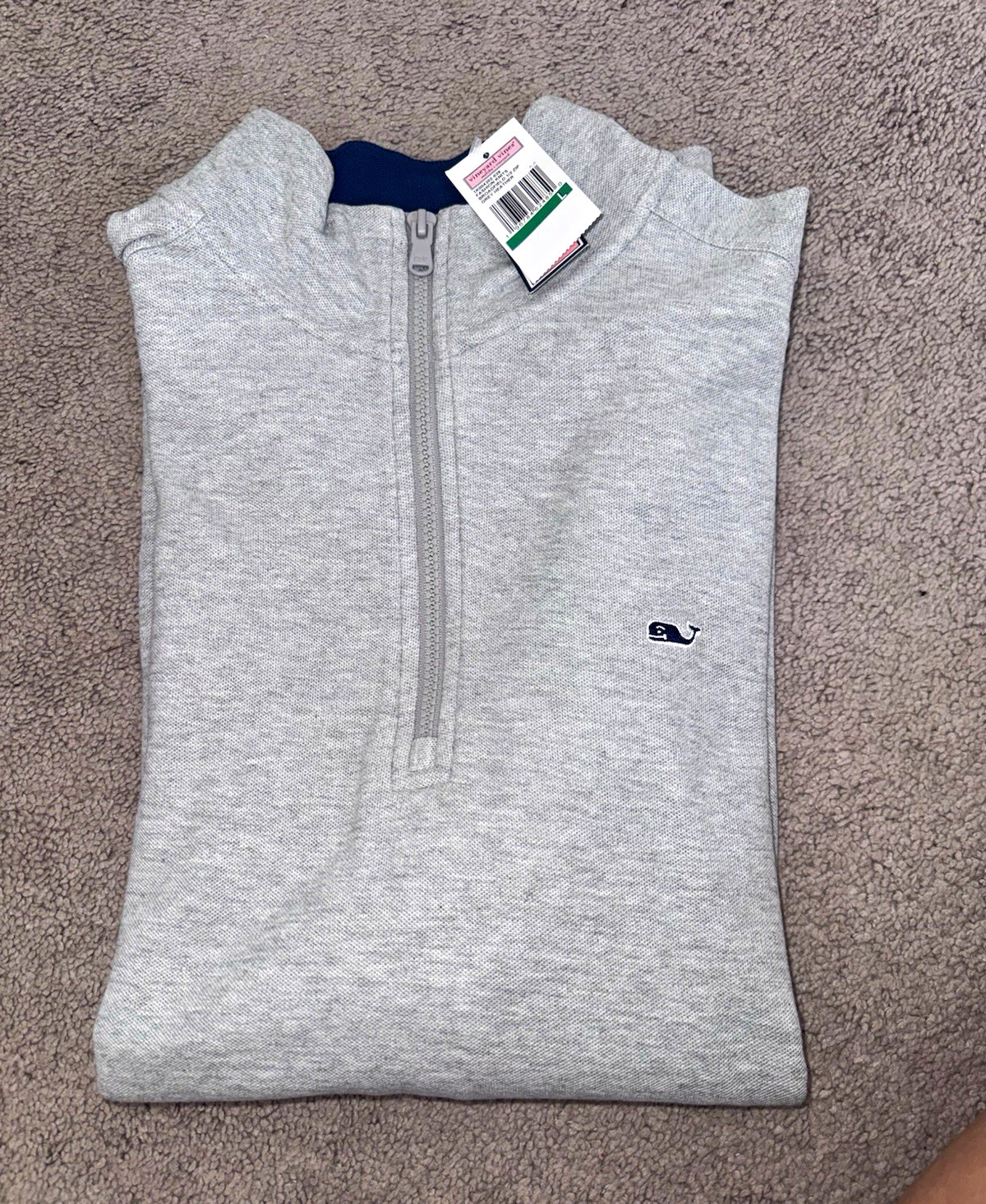 Vineyard Vines Men’s L Broadfield 1/2 Zip Pullover Grey Heather NWT