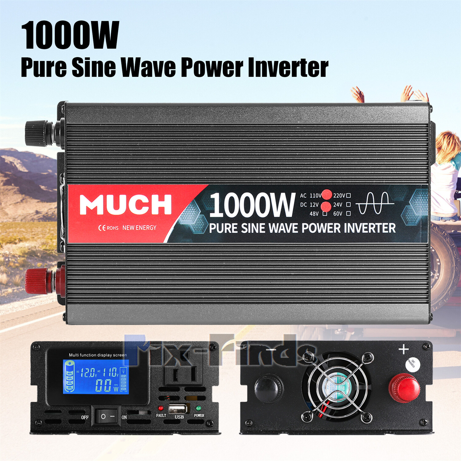 Pure Sine Wave Inverter 4000W 6000W 8000W 12V 24V - 110V 120V Solar Off Grid LCD