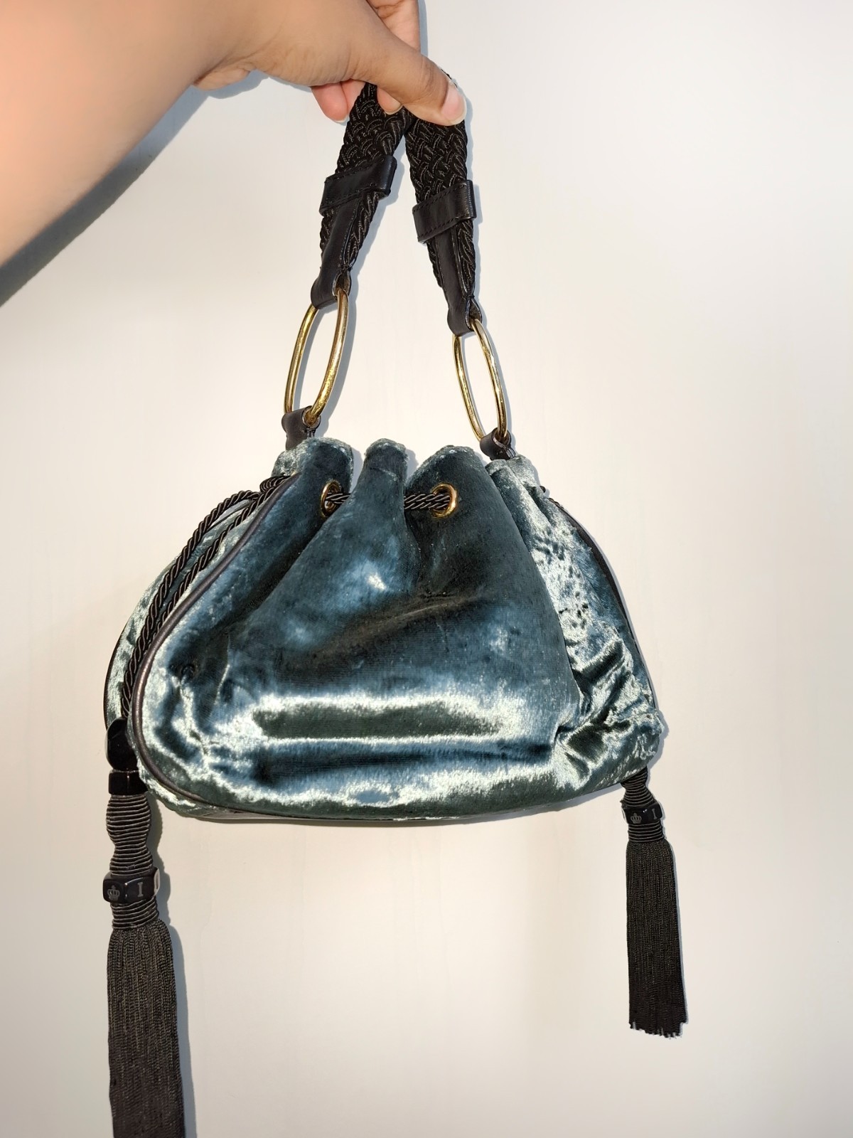 Juicy Couture Y2K Vintage Teal Velvet Pouch Bag - NEW