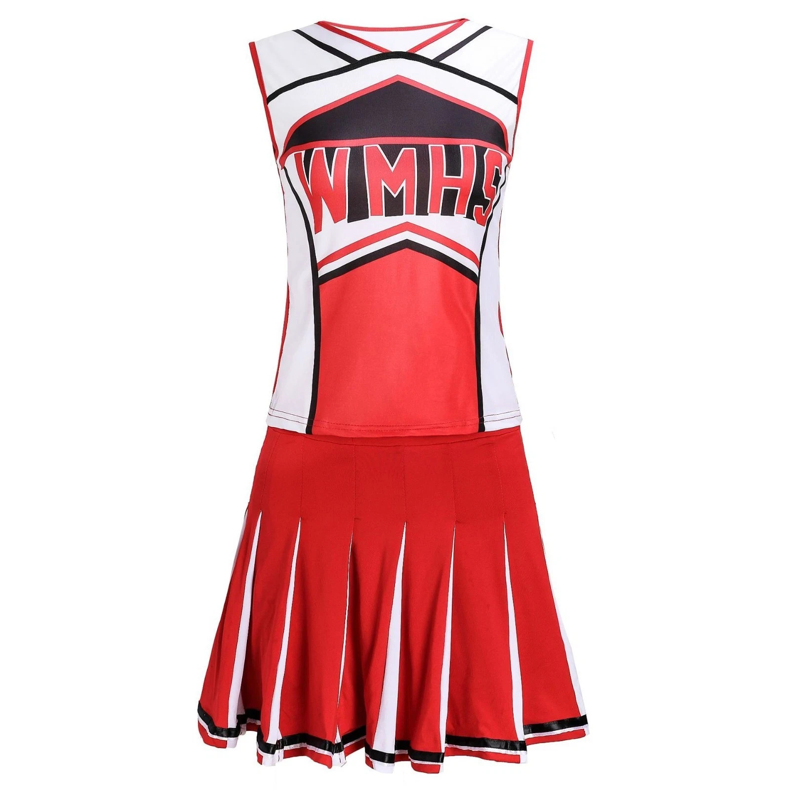 Ladies Glee Cheerleader Costume School Girl Full Outfits Fancy Dress Uniform