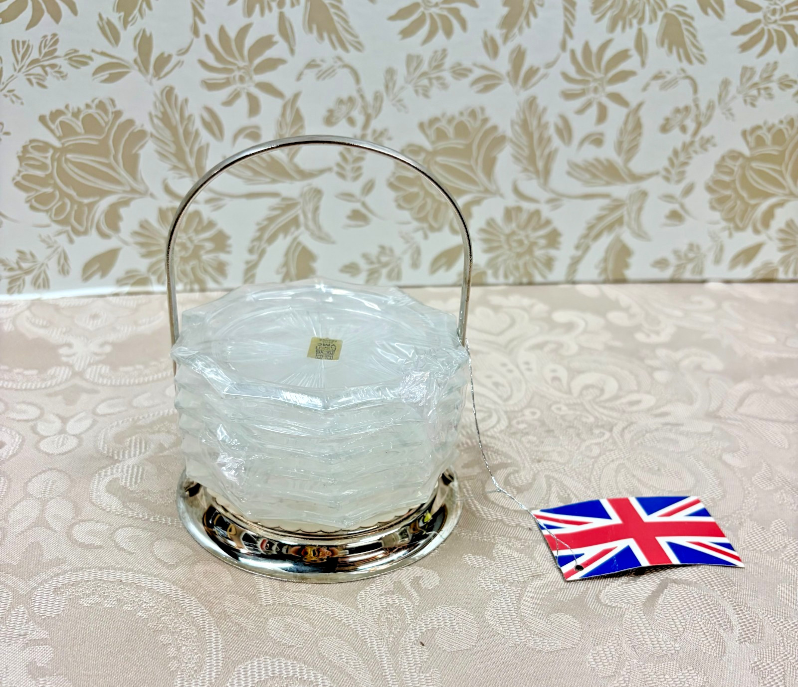 Stunning Vintage 7-Piece Mid-Century Modern Coaster Set – French Glass & Leonard Stunning Vintage 7-Piece Mid-Century Modern Coaster Set – French Glass & Leonard