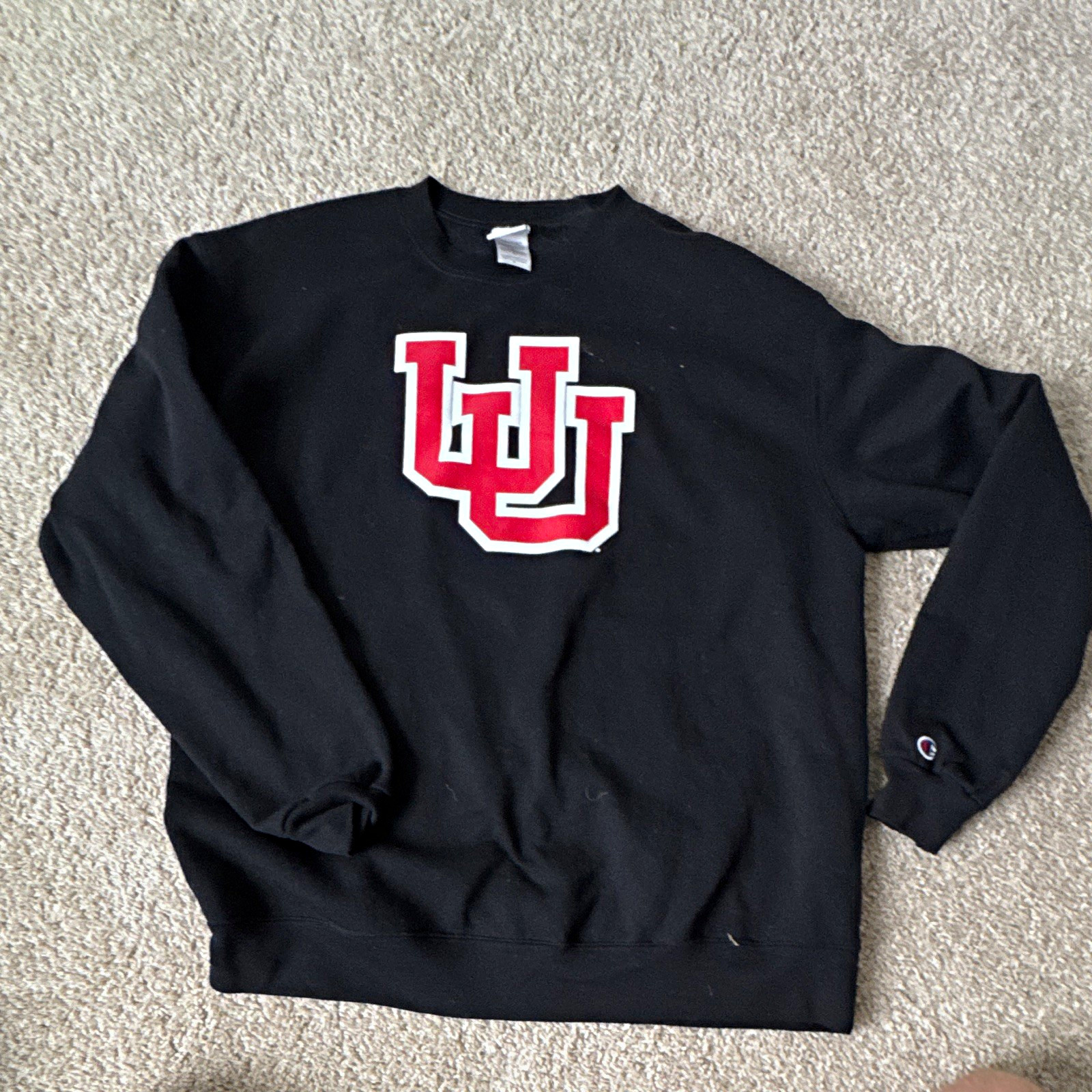 Champion Utah Utes Crewneck Sweatshirt Black/Red/White Size XL Champion Utah Utes Crewneck Sweatshirt Black/Red/White Size XL