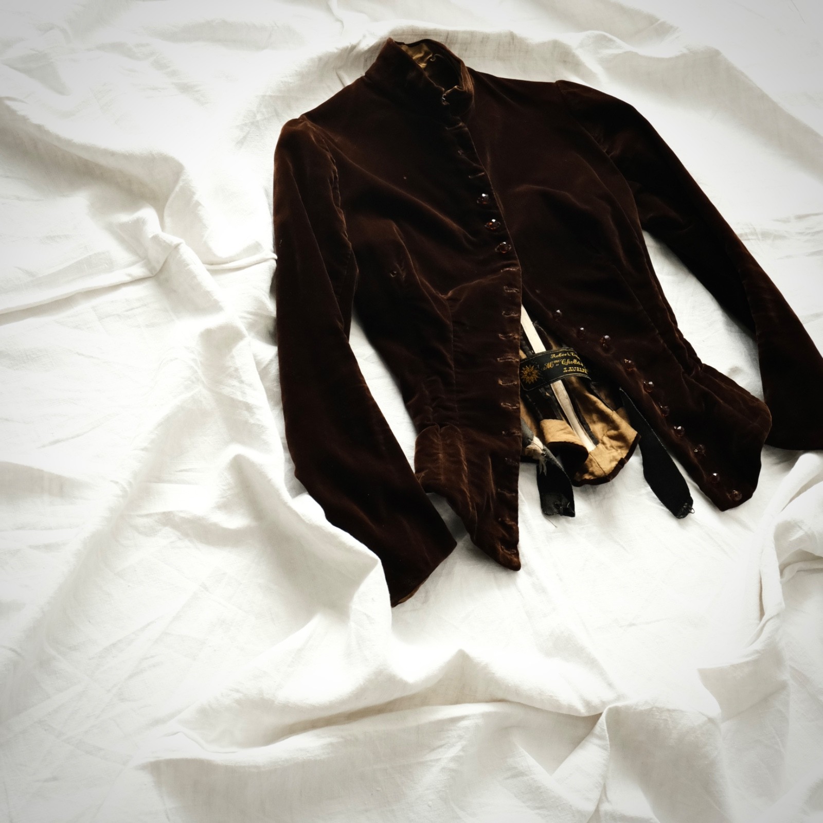 Antique 1880s Swiss Victorian Velvet Bodice Jacket 