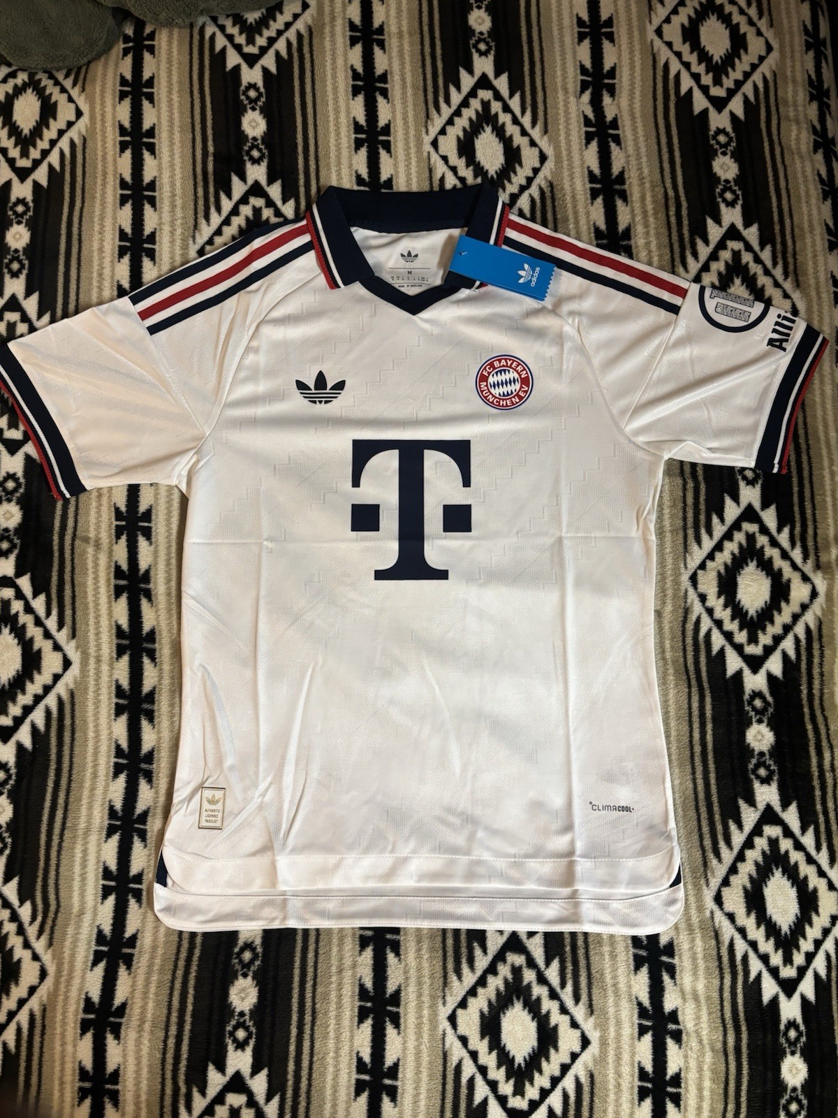adidas Player version FC Bayern Munich Soccer Jersey Shirt White/Navy/Red Size M