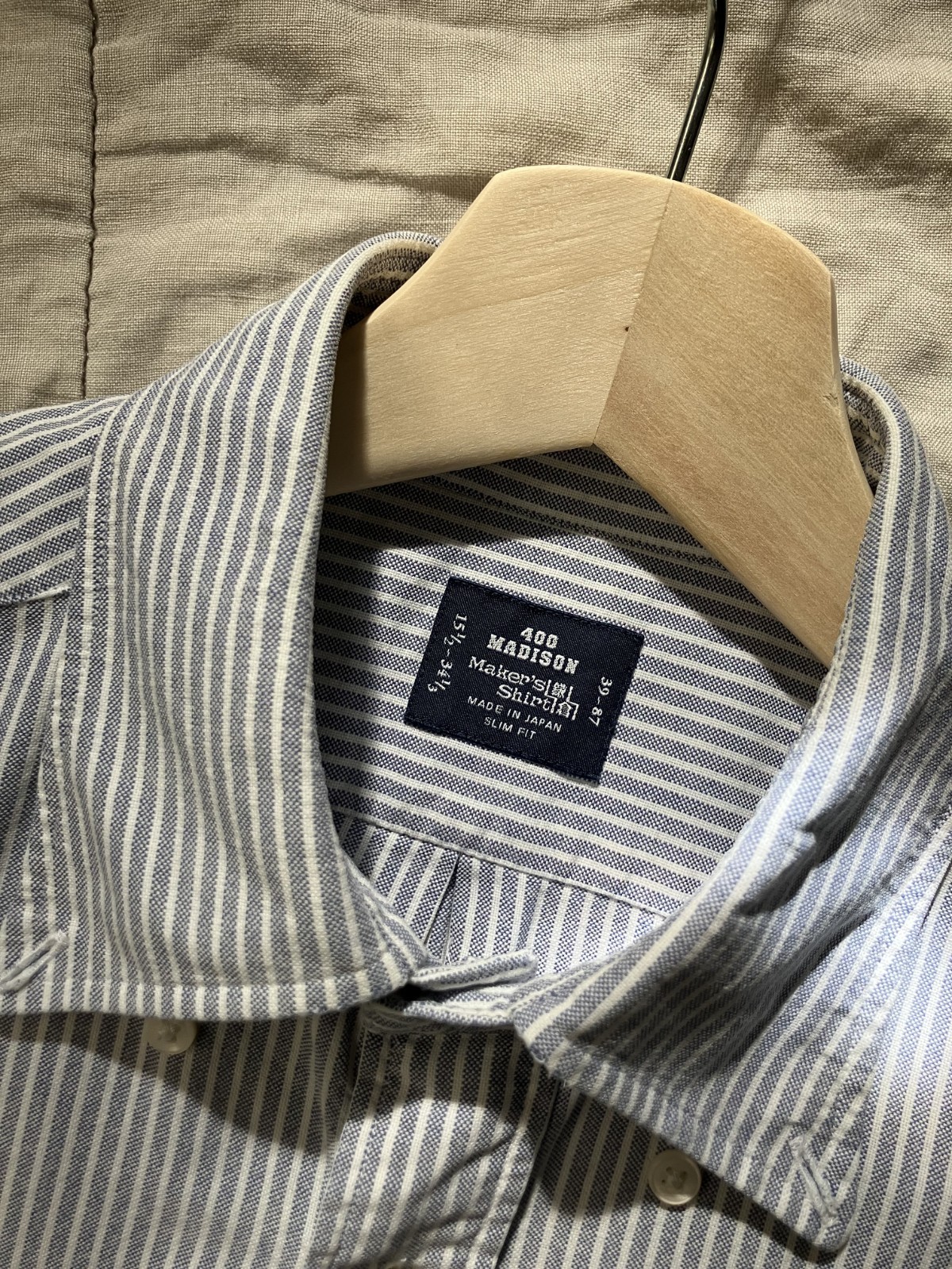 kamakura oxford shirt ocbd, 39-87, 15 1/2 34 1/3, university stripe, gray, japan kamakura oxford shirt ocbd, 39-87, 15 1/2 34 1/3, university stripe, gray, japan