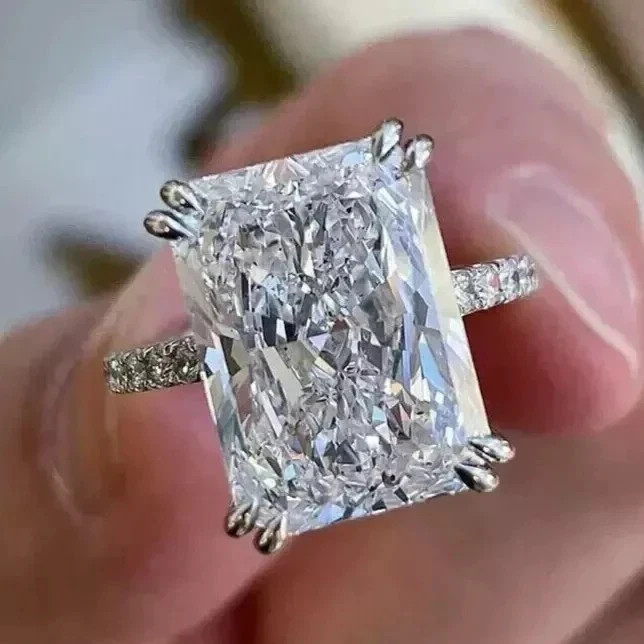 RARE 6.00 Ct Certified Radiant Cut White Diamond Solitaire Ring 925 Silver