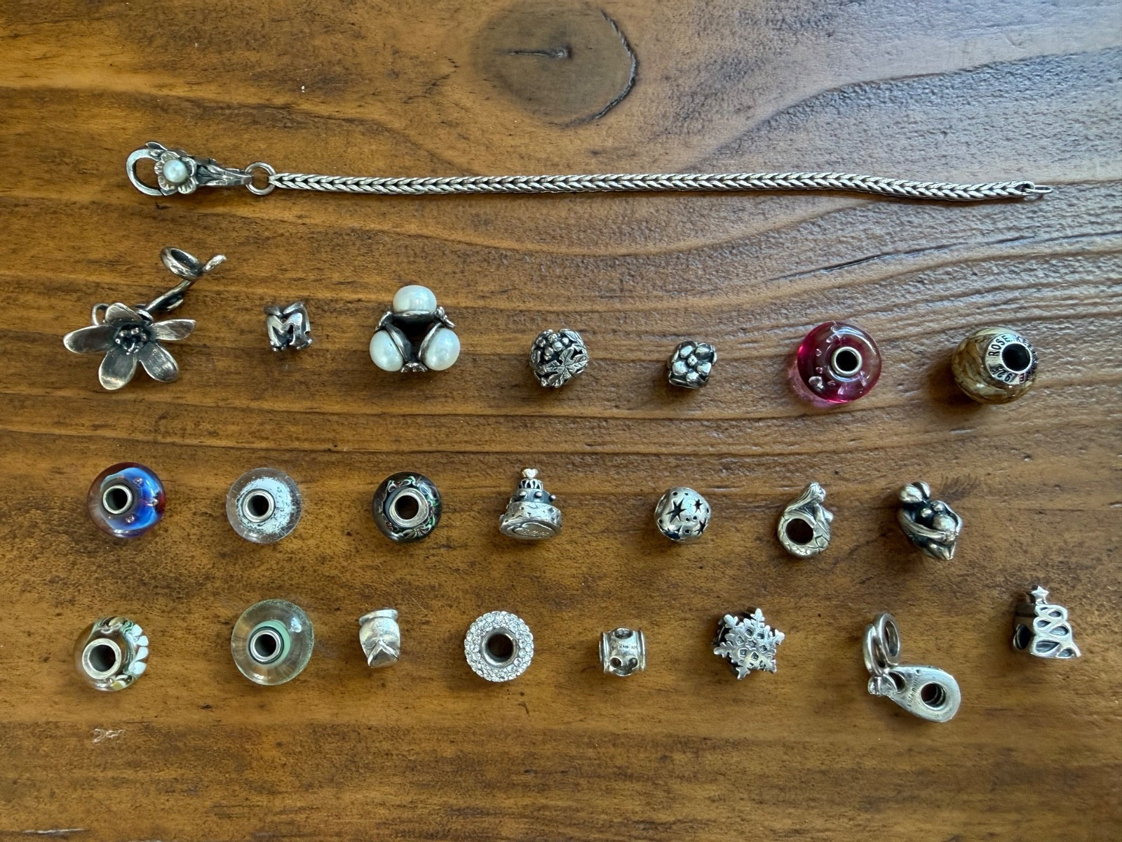 Huge TROLLBEADS LAA 925 Sterling Silver Bracelet, Charms Beads, Clasp Lot of 24 Huge TROLLBEADS LAA 925 Sterling Silver Bracelet, Charms Beads, Clasp Lot of 24