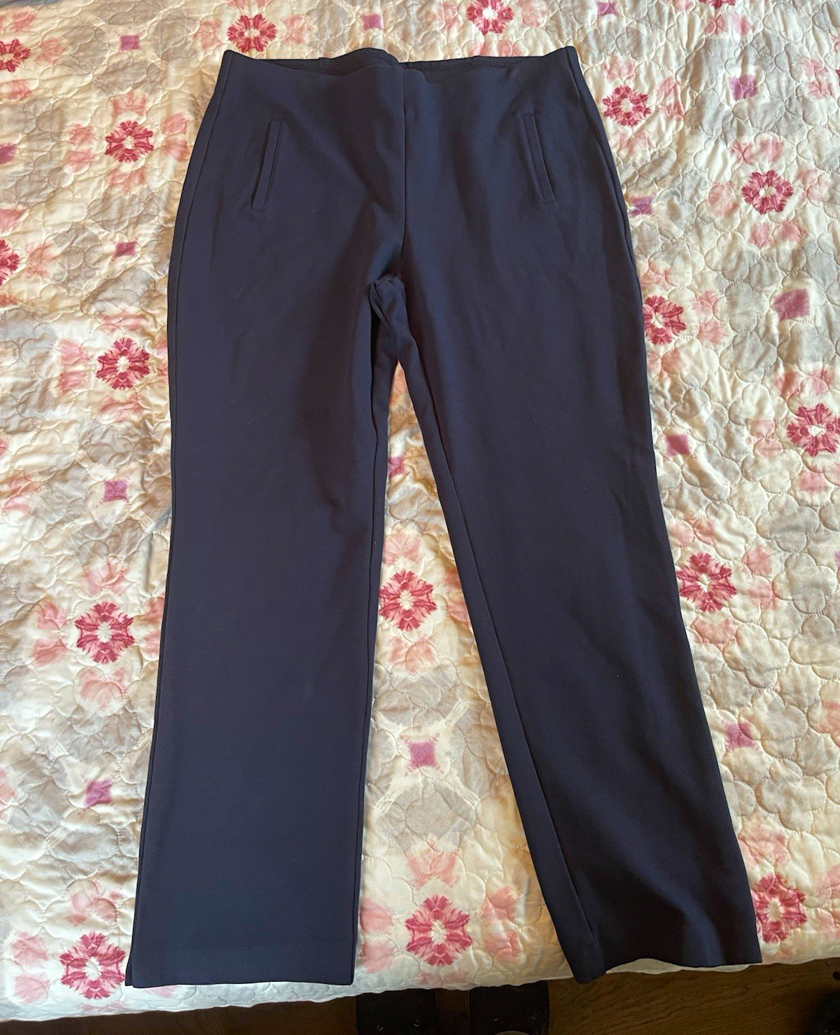 Chico\'s Women\'s Navy Pull-On Dress Pants 2.5 regular Size 14 Straight  Stretch