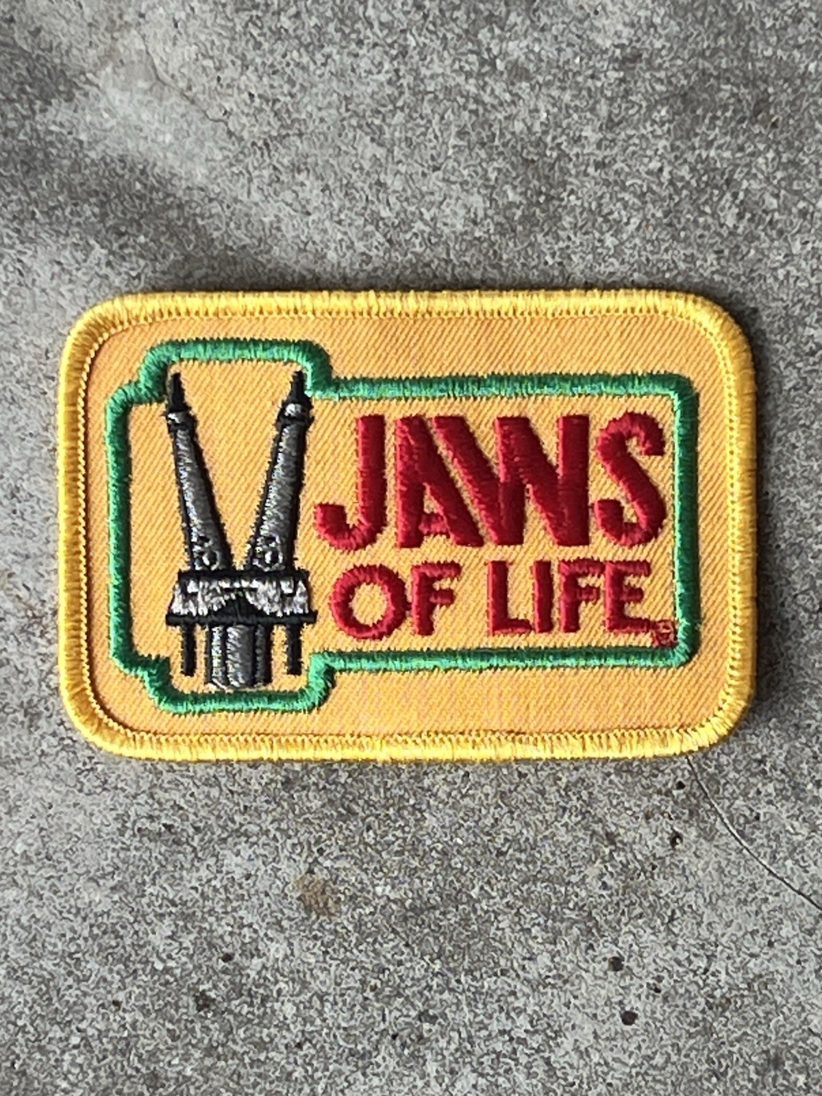 Vintage New Old Stock Jaws Of Life Patch w Tool In Vertical Position RARE Vintage New Old Stock Jaws Of Life Patch w Tool In Vertical Position RARE
