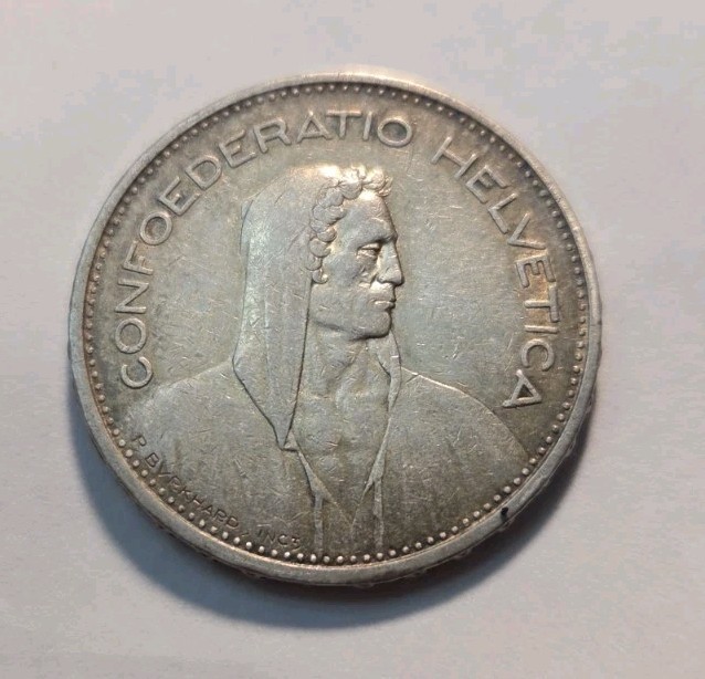 1932 Switzerland 5 Francs  Silver Coin