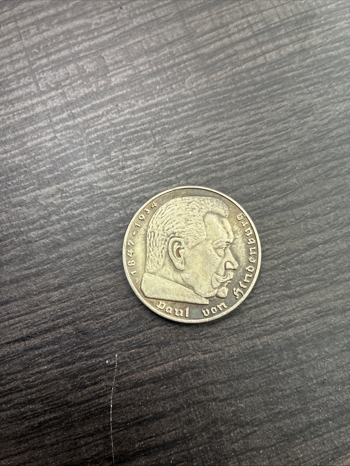 1936 F Germany 5 Reichsmark Silver coin- Paul von Hindenburg