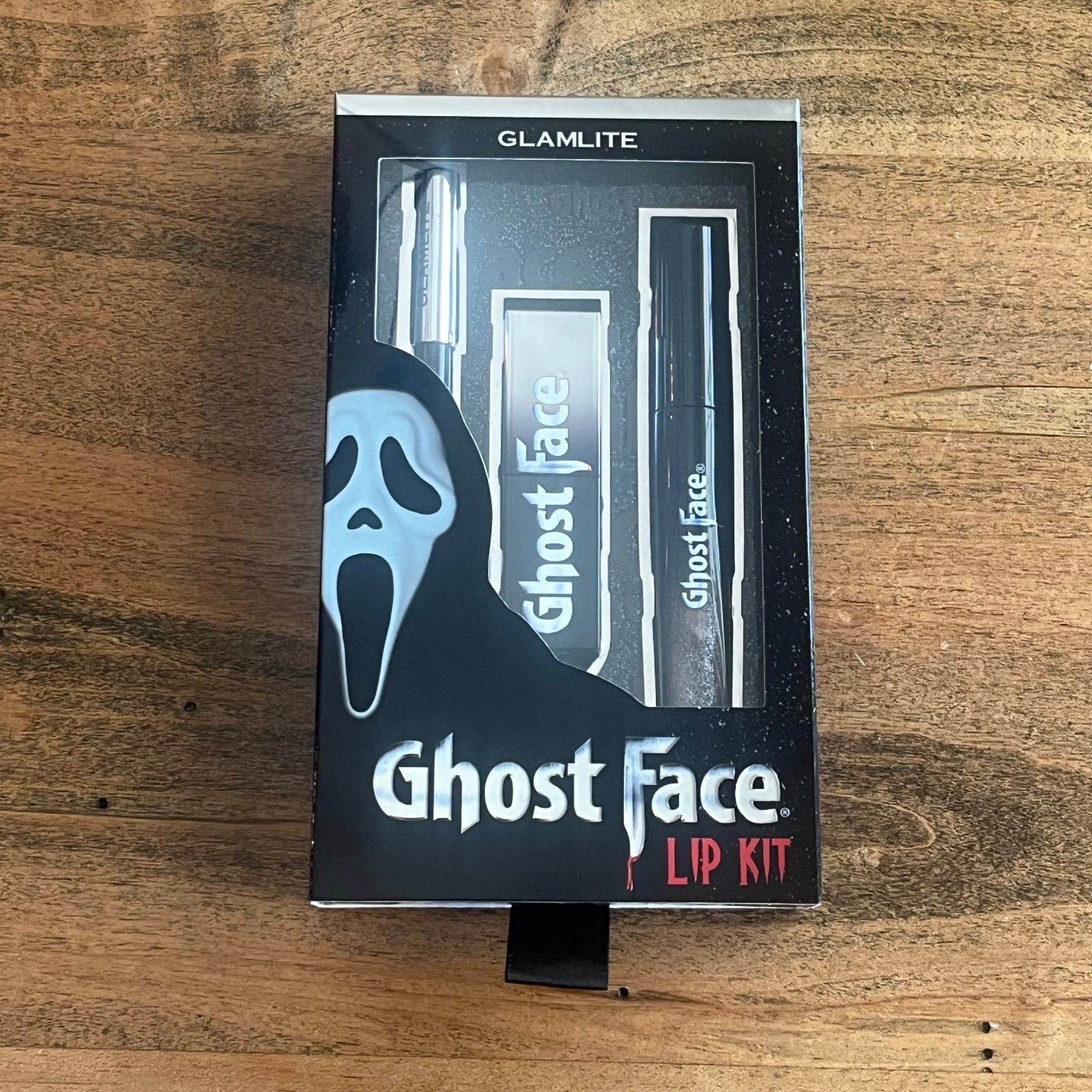 Glamlite x Ghost Face Lip Kit 3-Piece Set w/ Lip Liner, Lipstick & Gloss NIB
