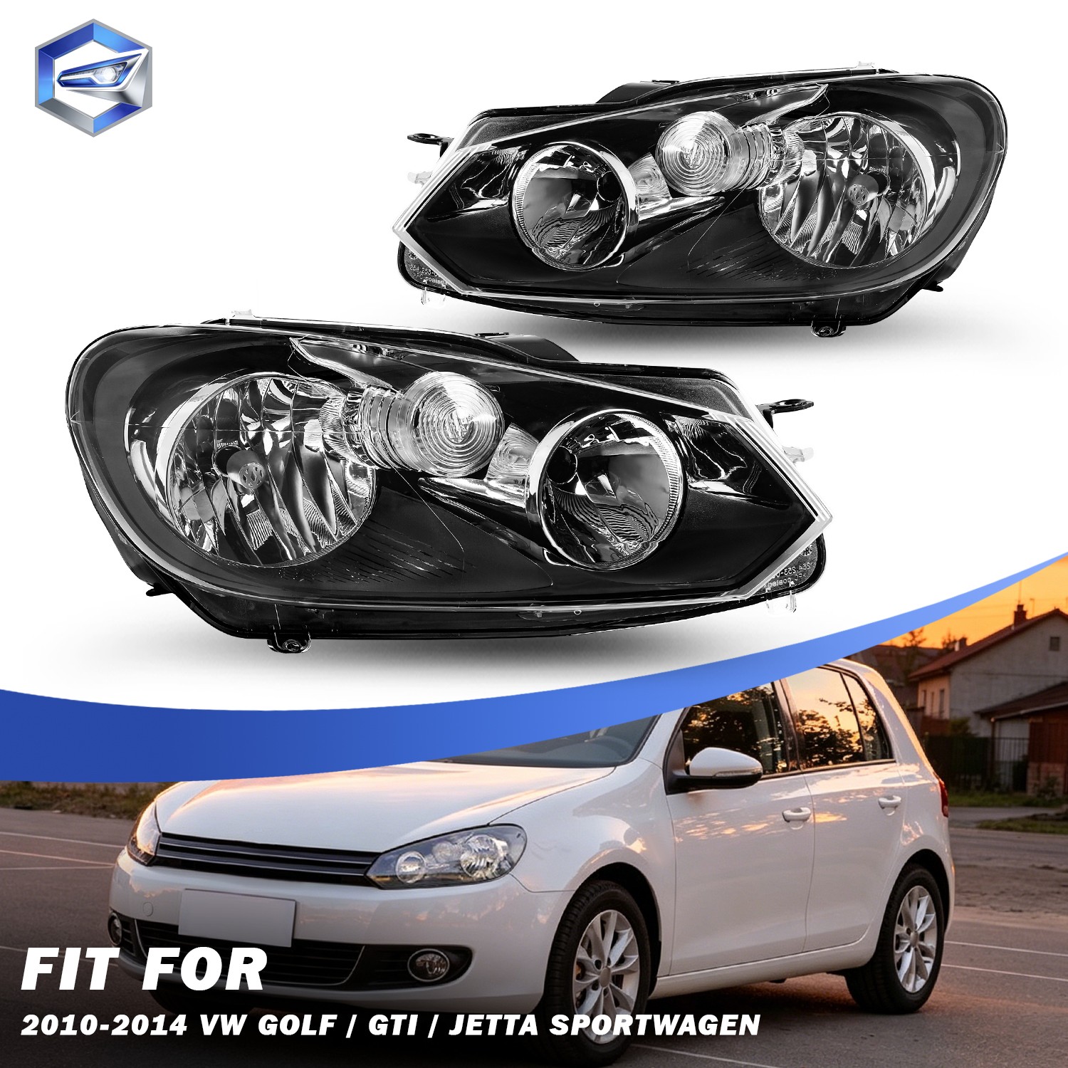 For 2010-2014 Volkswagen Golf MK6 Headlamp Left & Right Replacement Assembly Set For 2010-2014 Volkswagen Golf MK6 Headlamp Left & Right Replacement Assembly Set