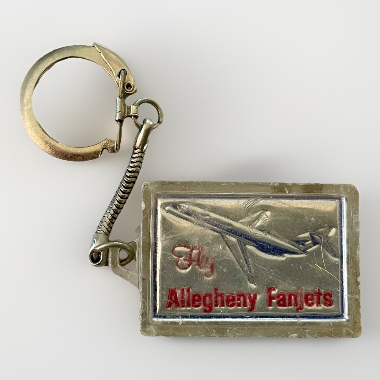 Vintage ALLEGHENY AIRLINES Fly Fanjets Keychain Jet Plane Keyfob 1953-1979 Vintage ALLEGHENY AIRLINES Fly Fanjets Keychain Jet Plane Keyfob 1953-1979