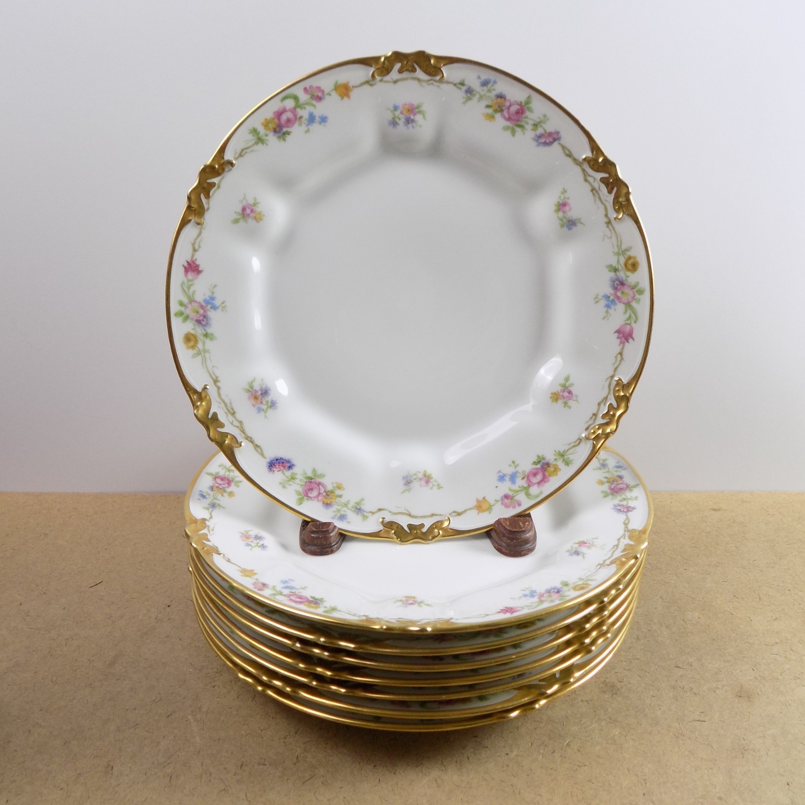 8 GDA Chas Field Haviland Limoges Porcelain Dinner Plates 9.75\
