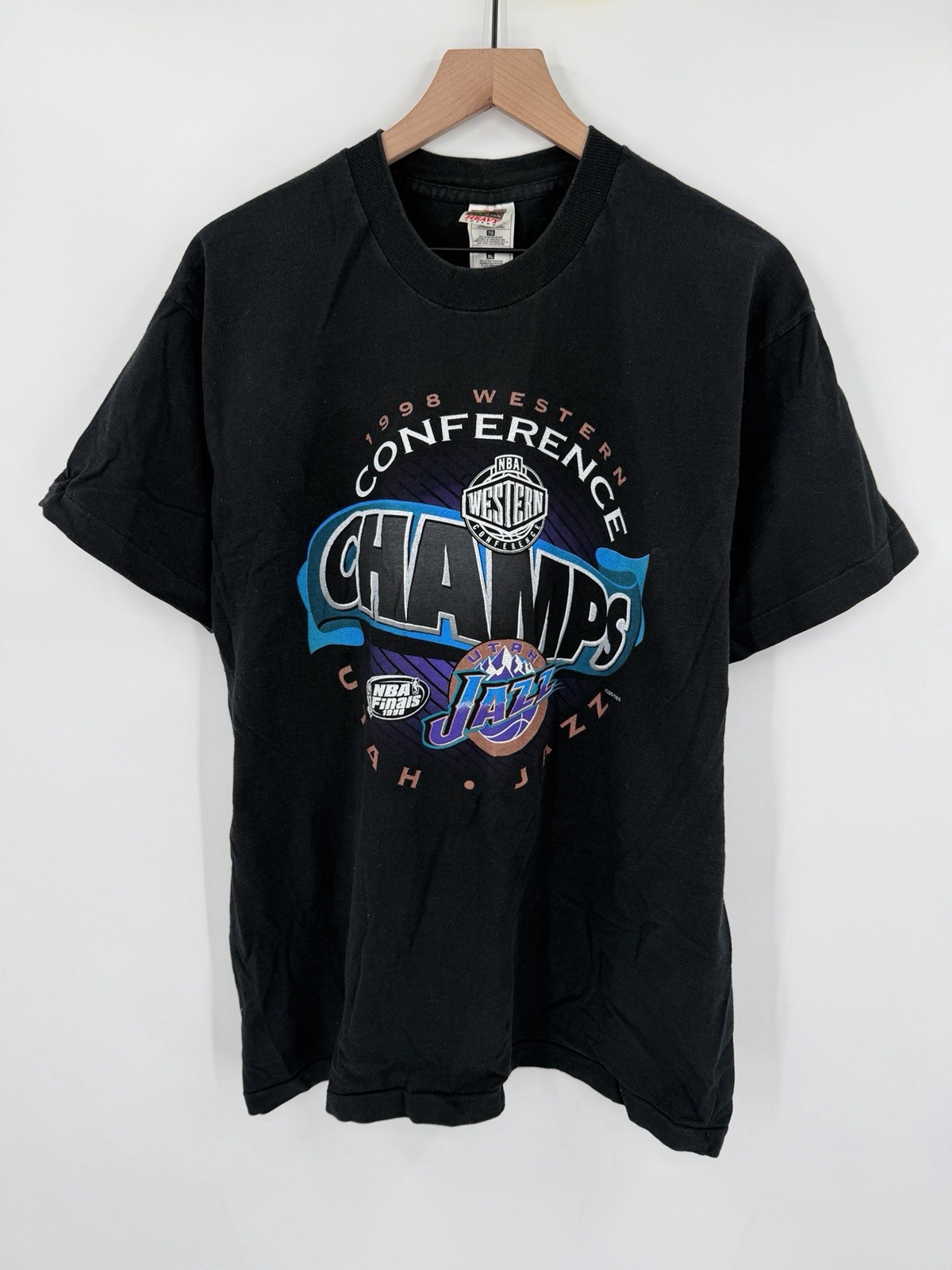 Vintage Utah Jazz 1998 NBA Finals T-Shirt Men’s XL Black Single Stitch Tee